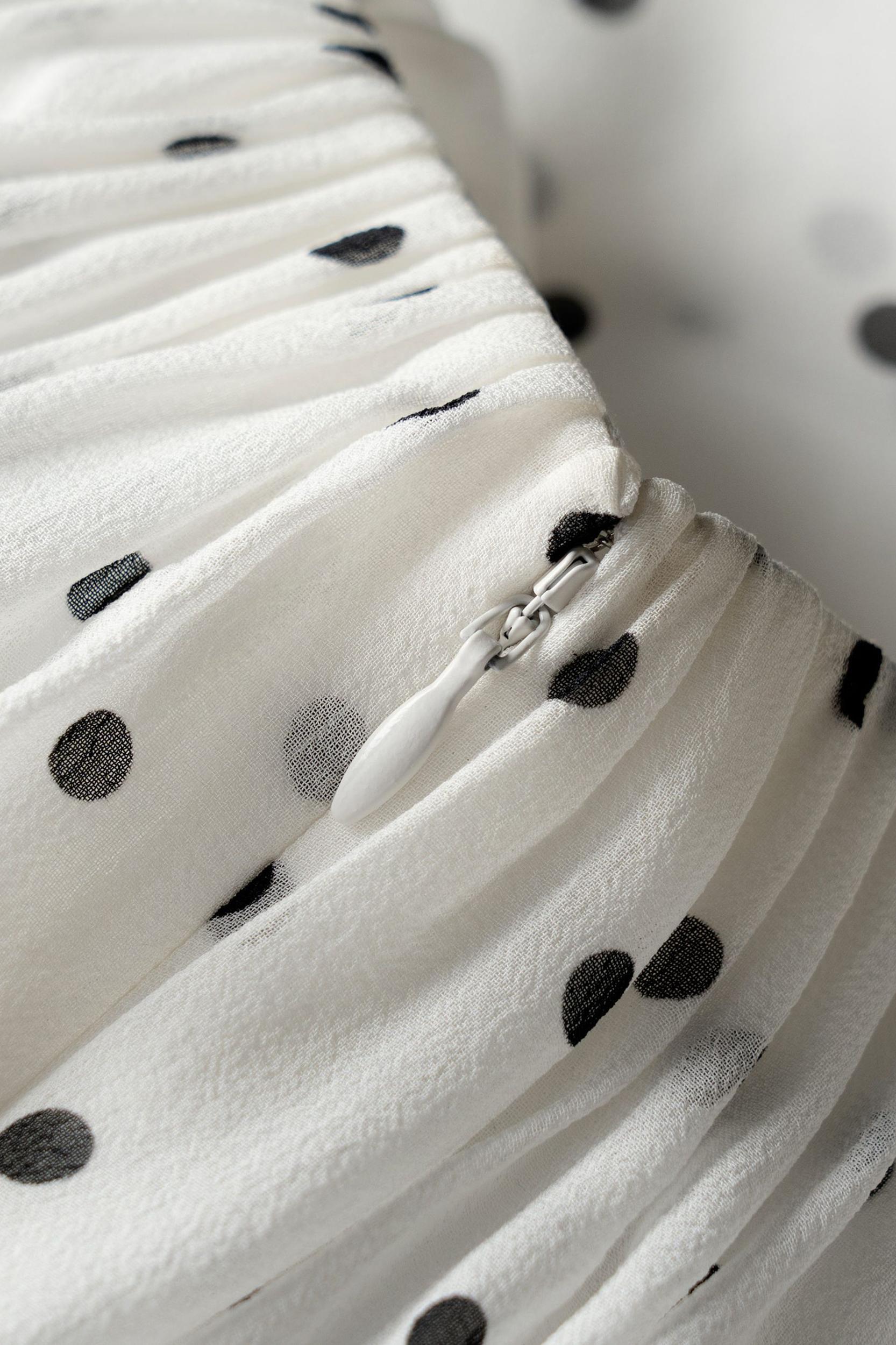 Polka-Dot Silk Midi Skirt Product Image