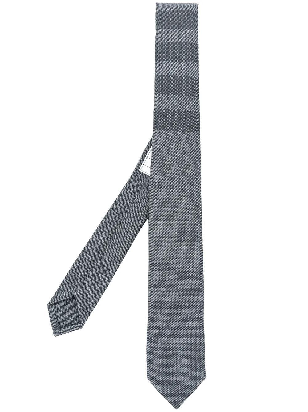 THOM BROWNE Striped Wool-blend Twill Tie In Grey Product Image