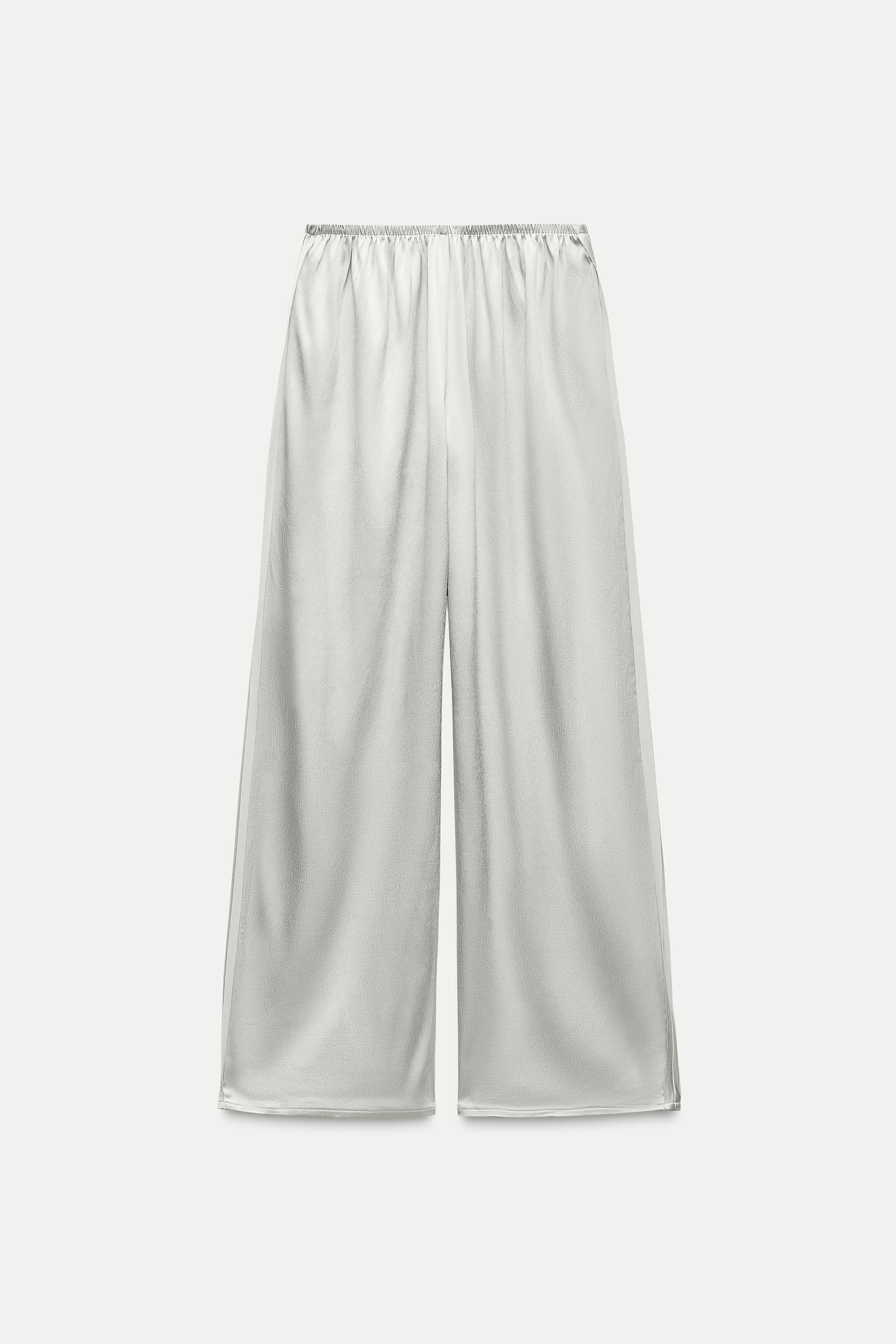 SATIN EFFECT STRAIGHT LEG PANTS Product Image