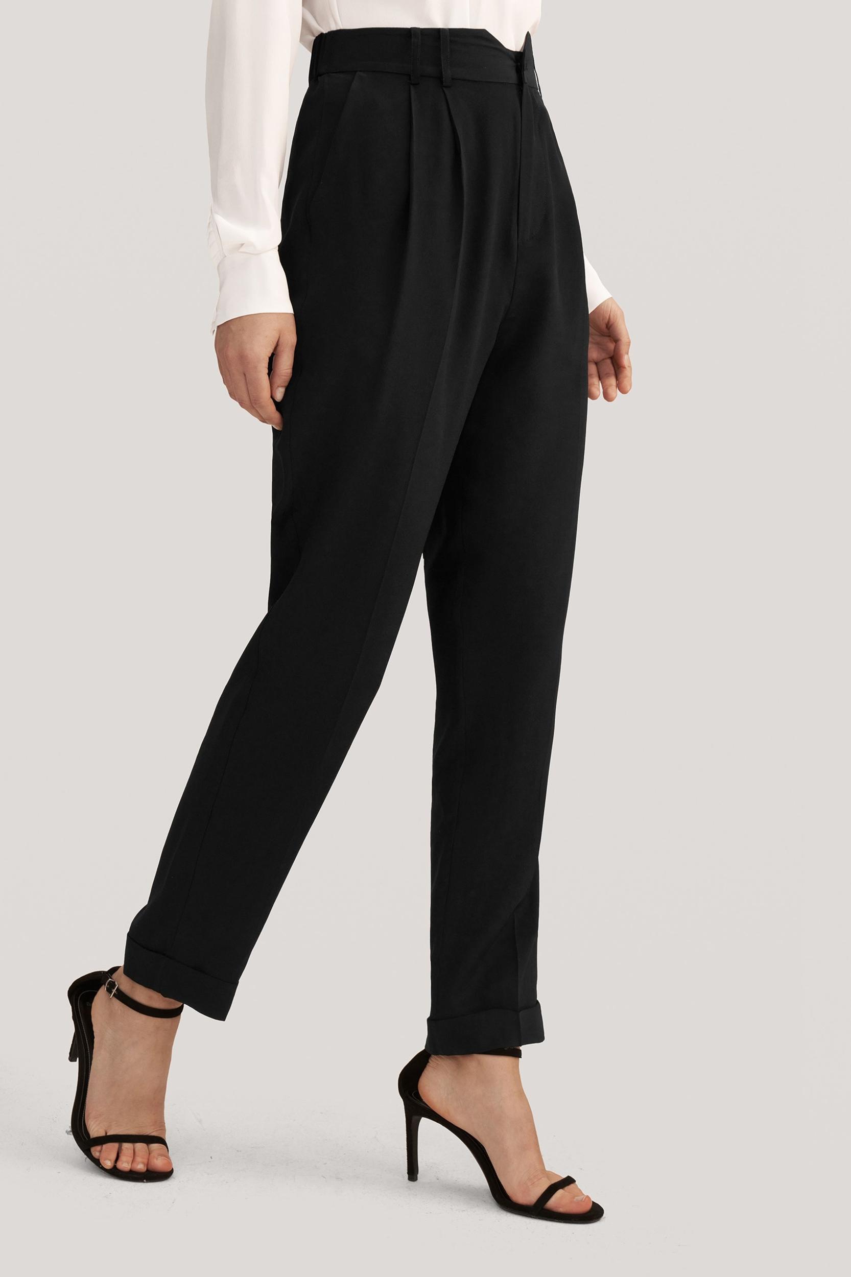 Tucked Tapered Silk Pants Product Image