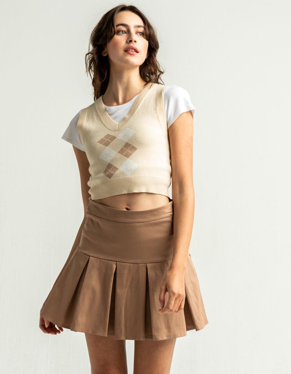 FULL TILT Khaki Tennis Skirt Product Image