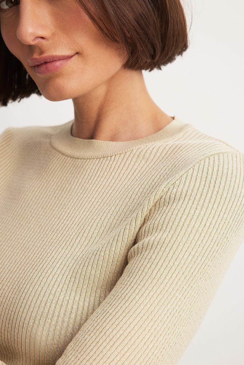 Ribbed Knitted Round Neck Sweater Product Image