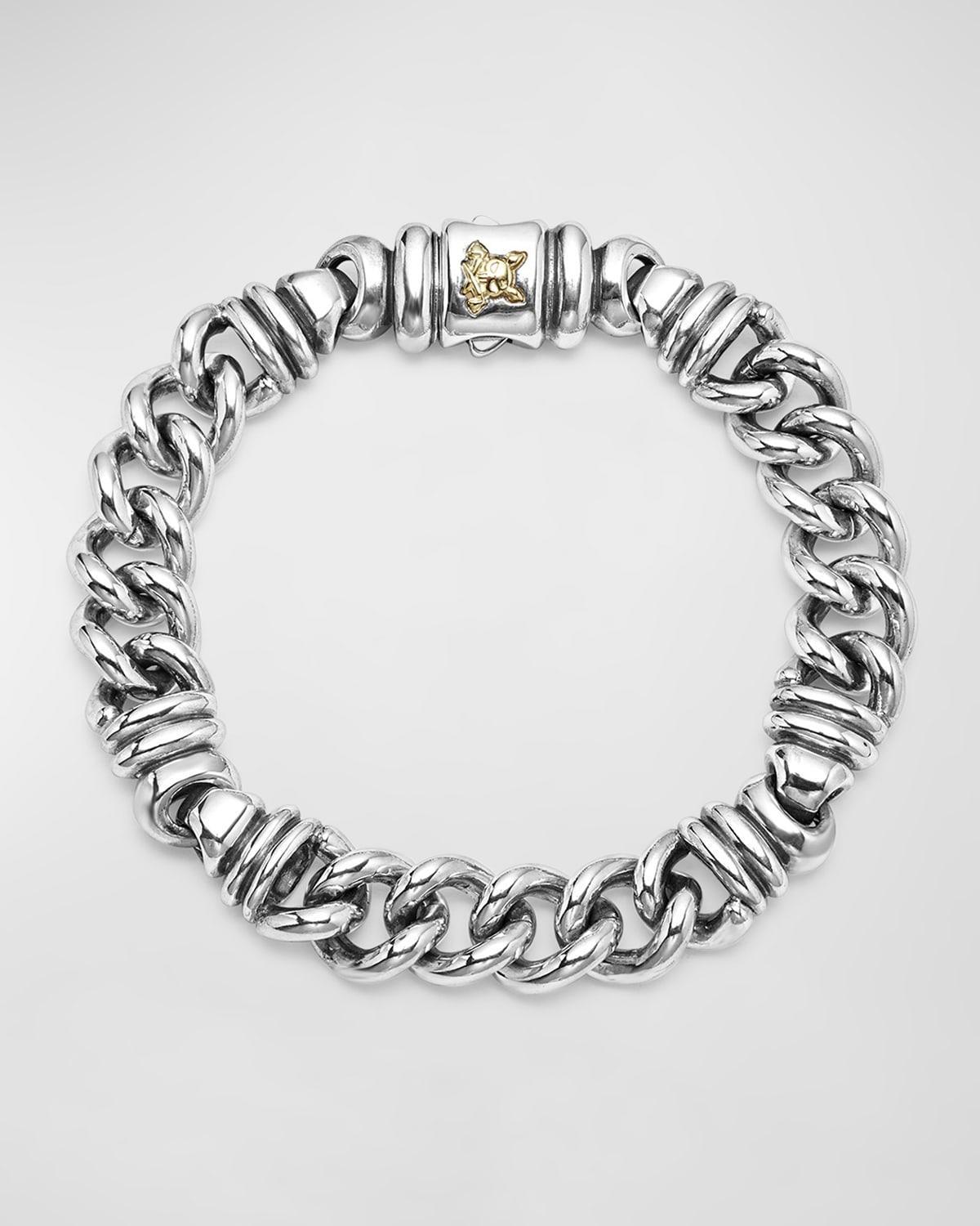 Lagos Mens 18K Yellow Gold & Sterling Silver Anthem Krunch Crest Twist Curb Link Bracelet - Exclusive Product Image