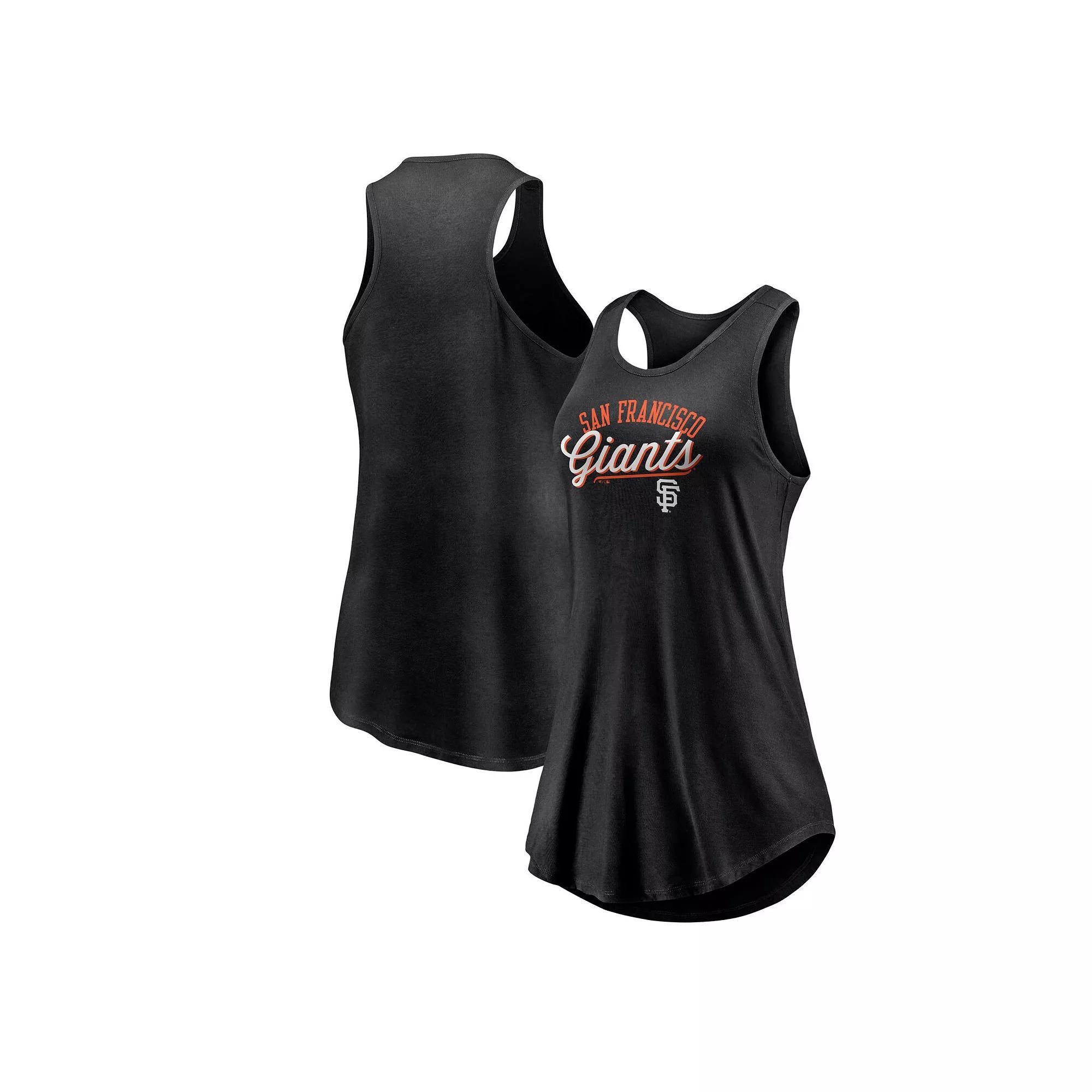 Women's Fanatics Branded Black San Francisco Giants Simplicity Swing Racerback Scoop Neck Tank Top,  Product Image