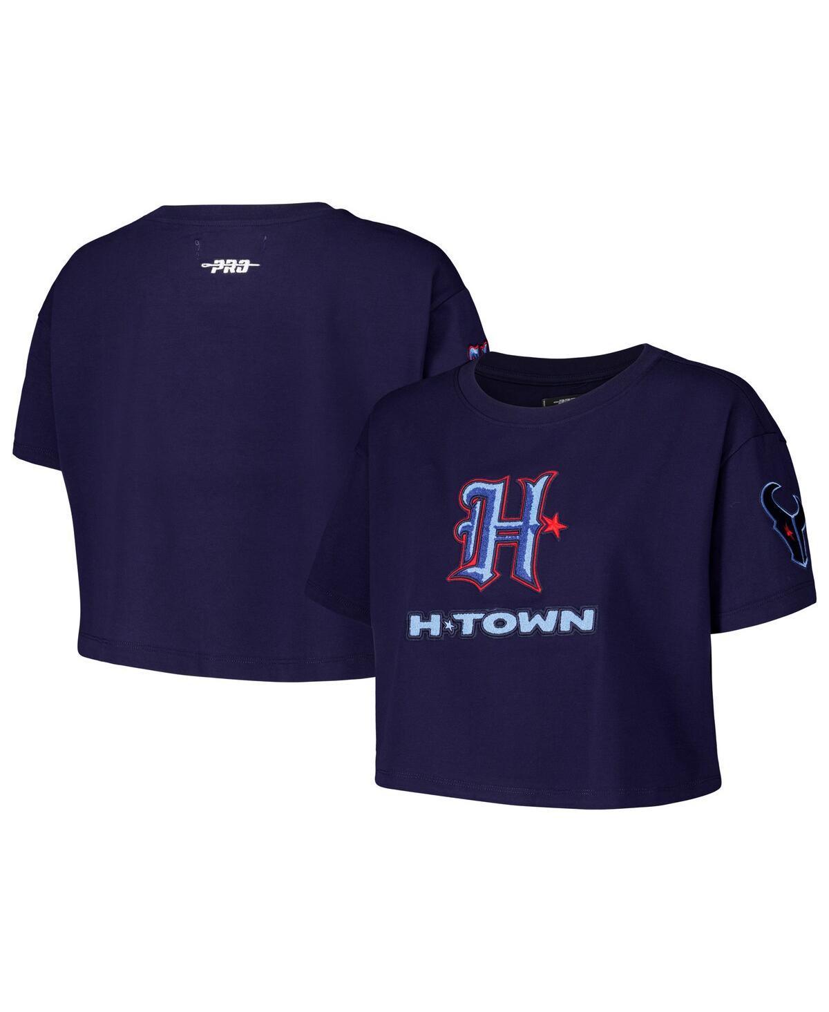 Pro Standard Womens Navy Houston Texans H-Town Cropped Boxy T-Shirt Product Image