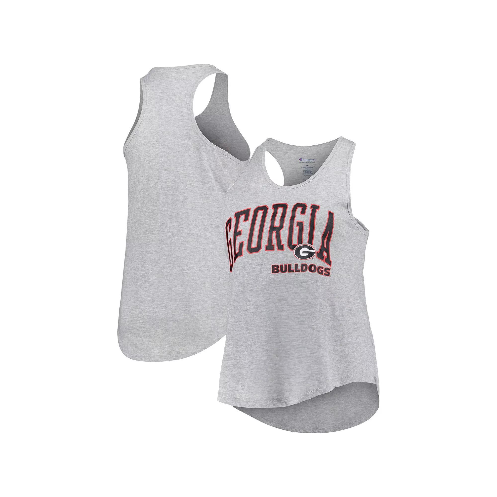 Women's Profile Heather Gray Georgia Bulldogs Arch Logo Racerback Scoop Neck Tank Top, Size: 3XL, Grey Product Image