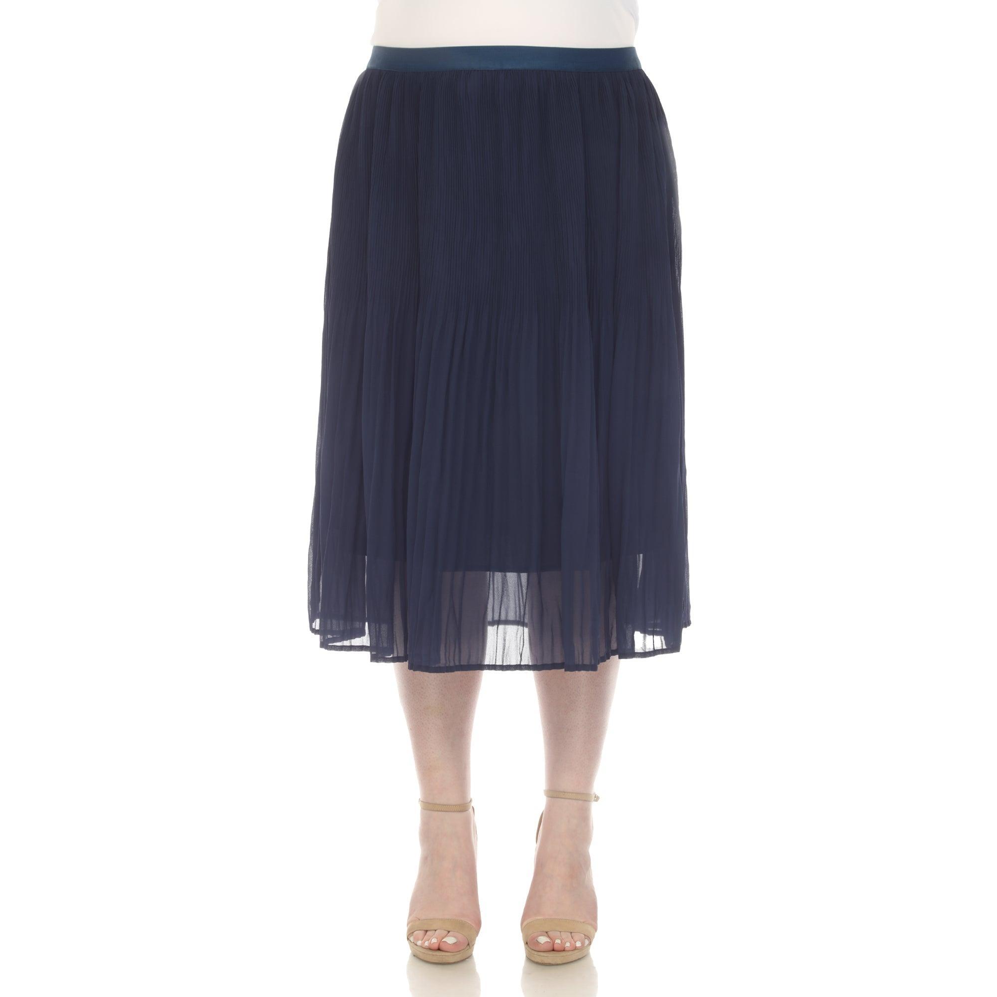 Plus Size Pleated Chiffon Midi Skirt Product Image