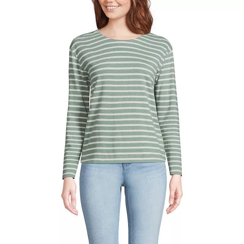 Women's Lands' End Long Sleeve Mariner Jersey Crewneck Tee,  Product Image
