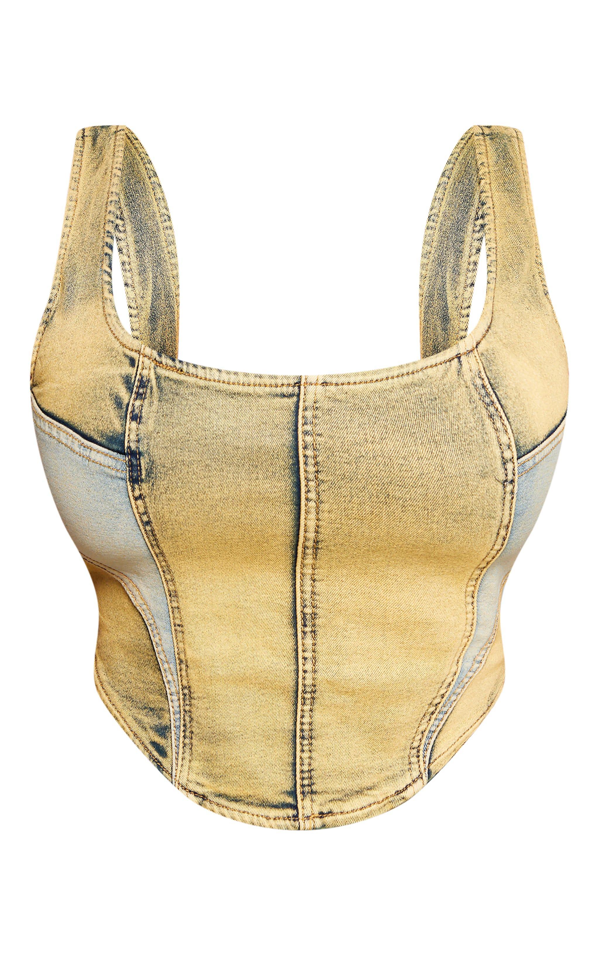 Shape Yellow Washed Denim Corset Product Image