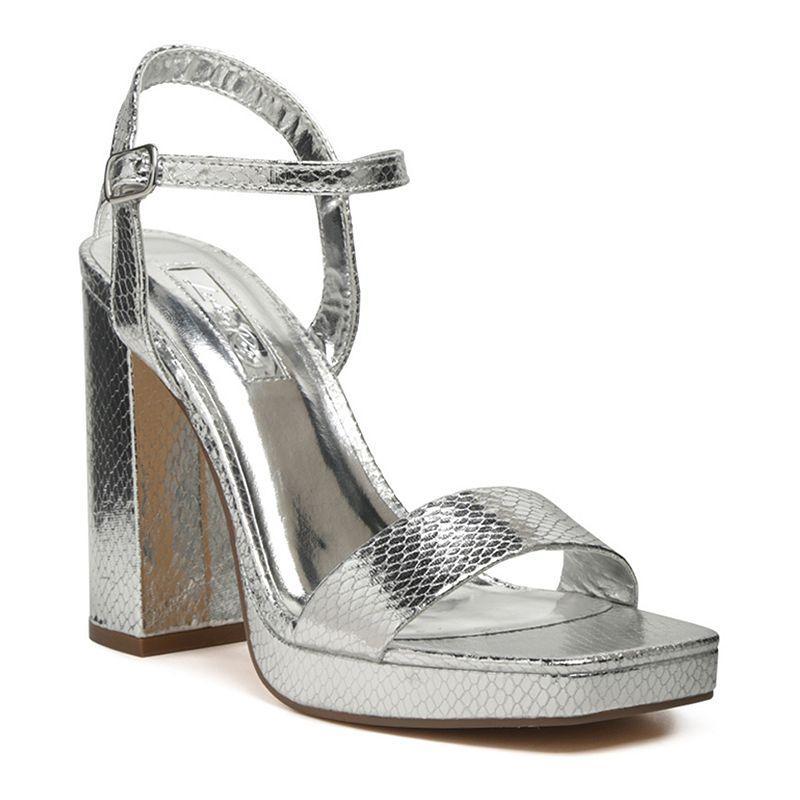 Merengue Metallic Womens High Block Heel Sandals Product Image