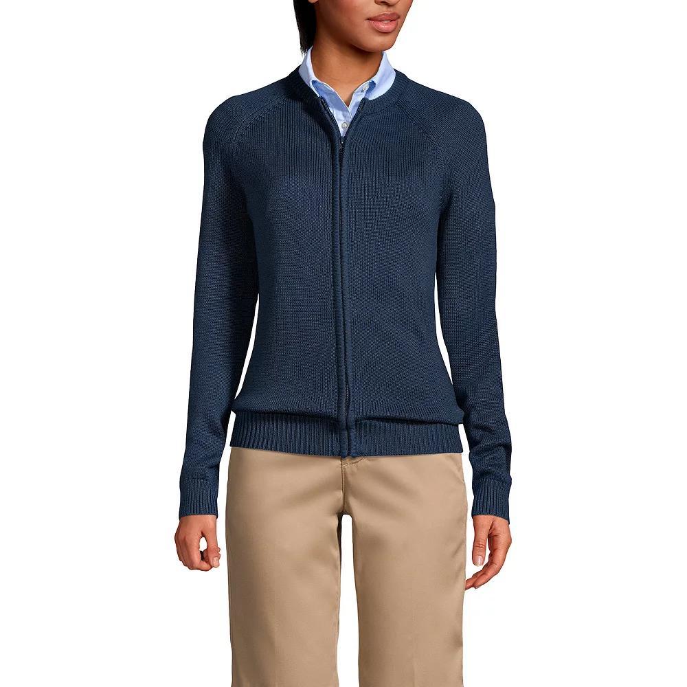 Women's Lands' End School Uniform Zipper-Front Cardigan Sweater,  Product Image