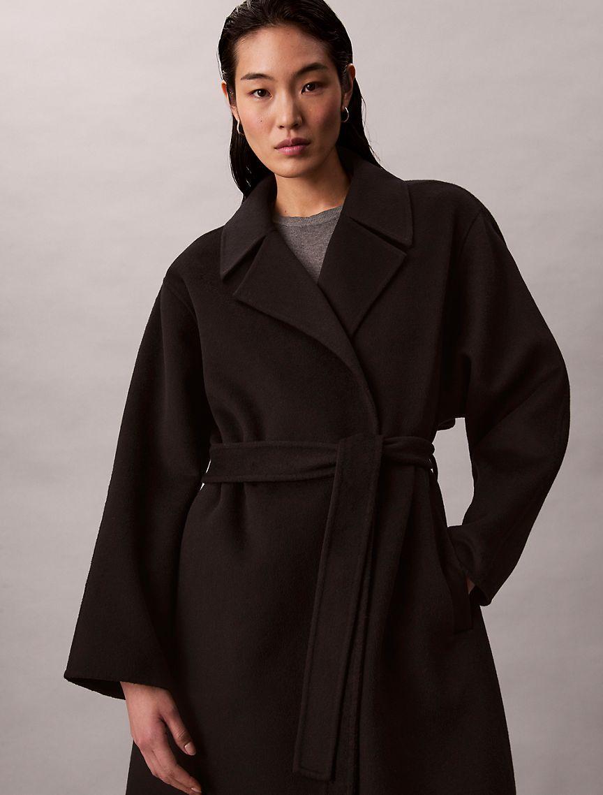 Double Faced Wool Blend Wrap Coat Product Image