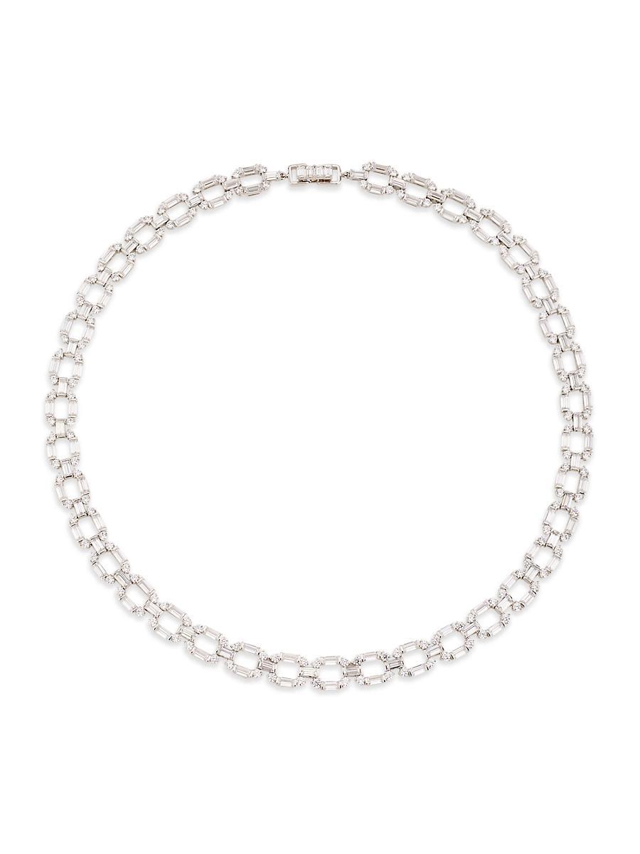 Womens Gwen Rhodium-Plated & Cubic Zirconia Collar Necklace Product Image