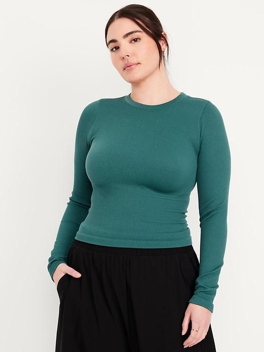 Fitted Seamless Ribbed T-Shirt Product Image