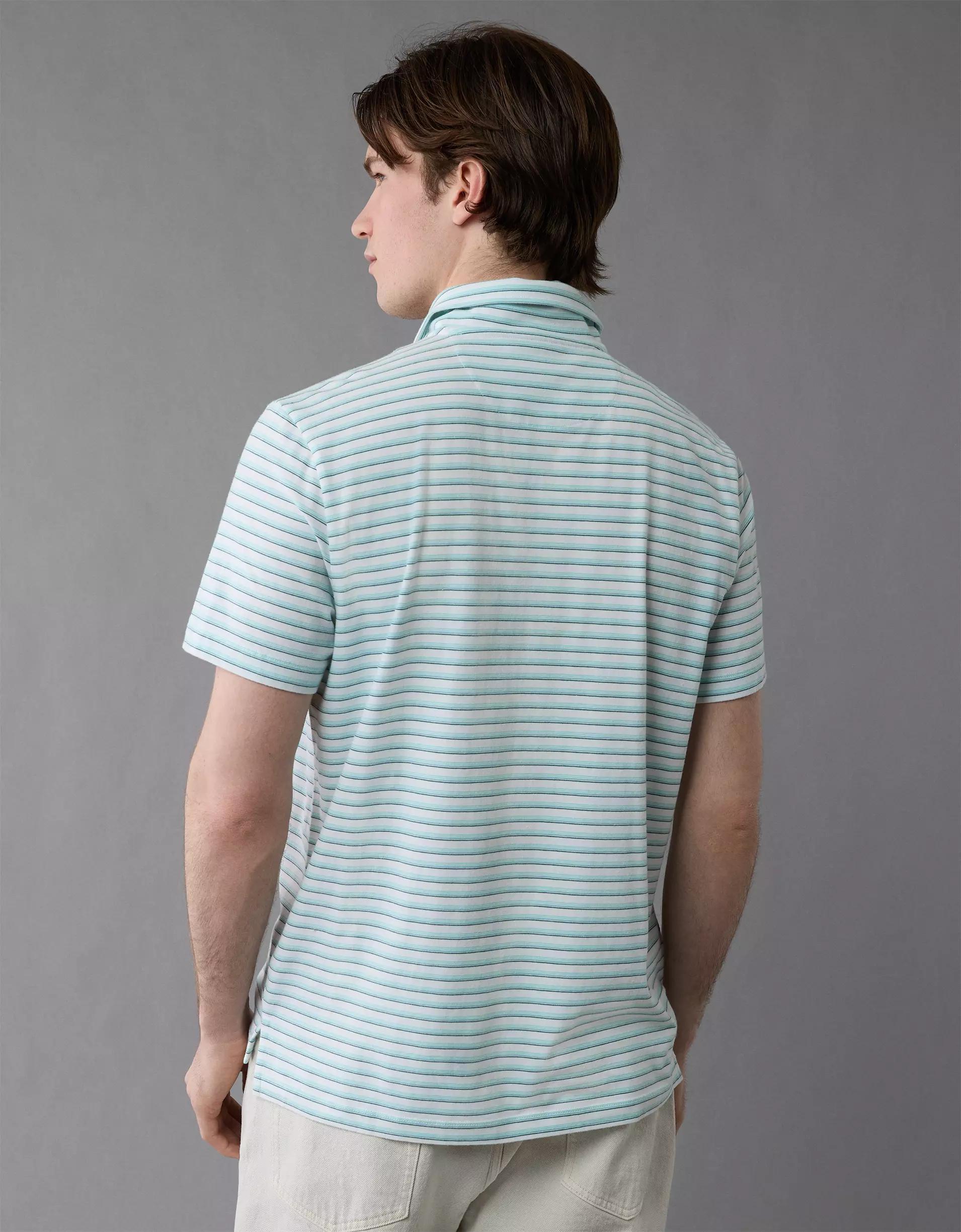 AE 24/7 Club Logo Striped Polo Shirt Product Image