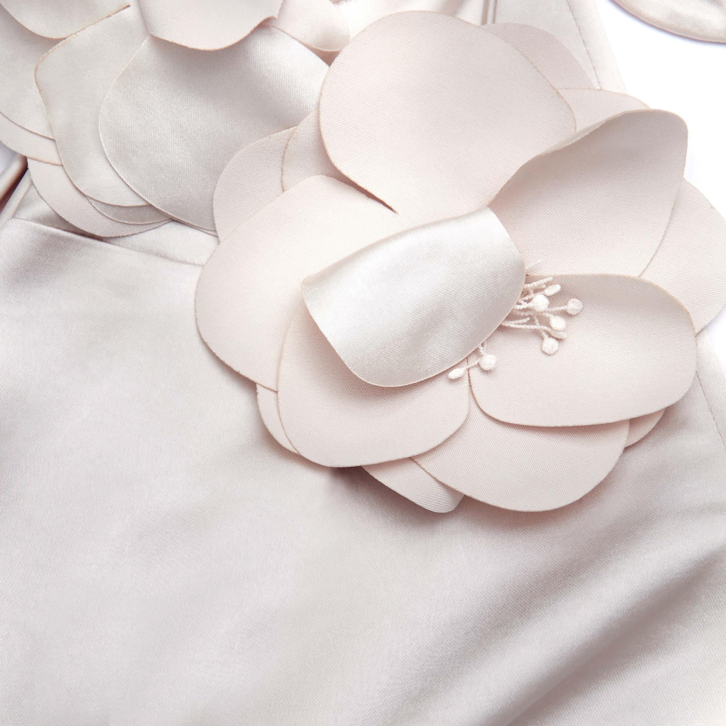 Champagne Flower Satin Maxi Dress Product Image