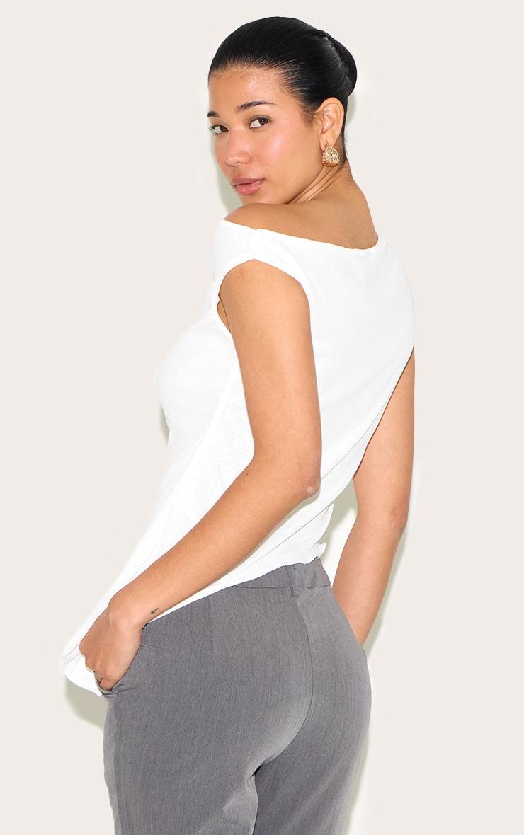 White Burnout Mesh Asymmetric Long Top Product Image