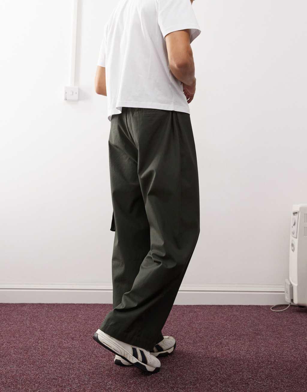 COLLUSION wide leg utility pants in waxed brown Product Image