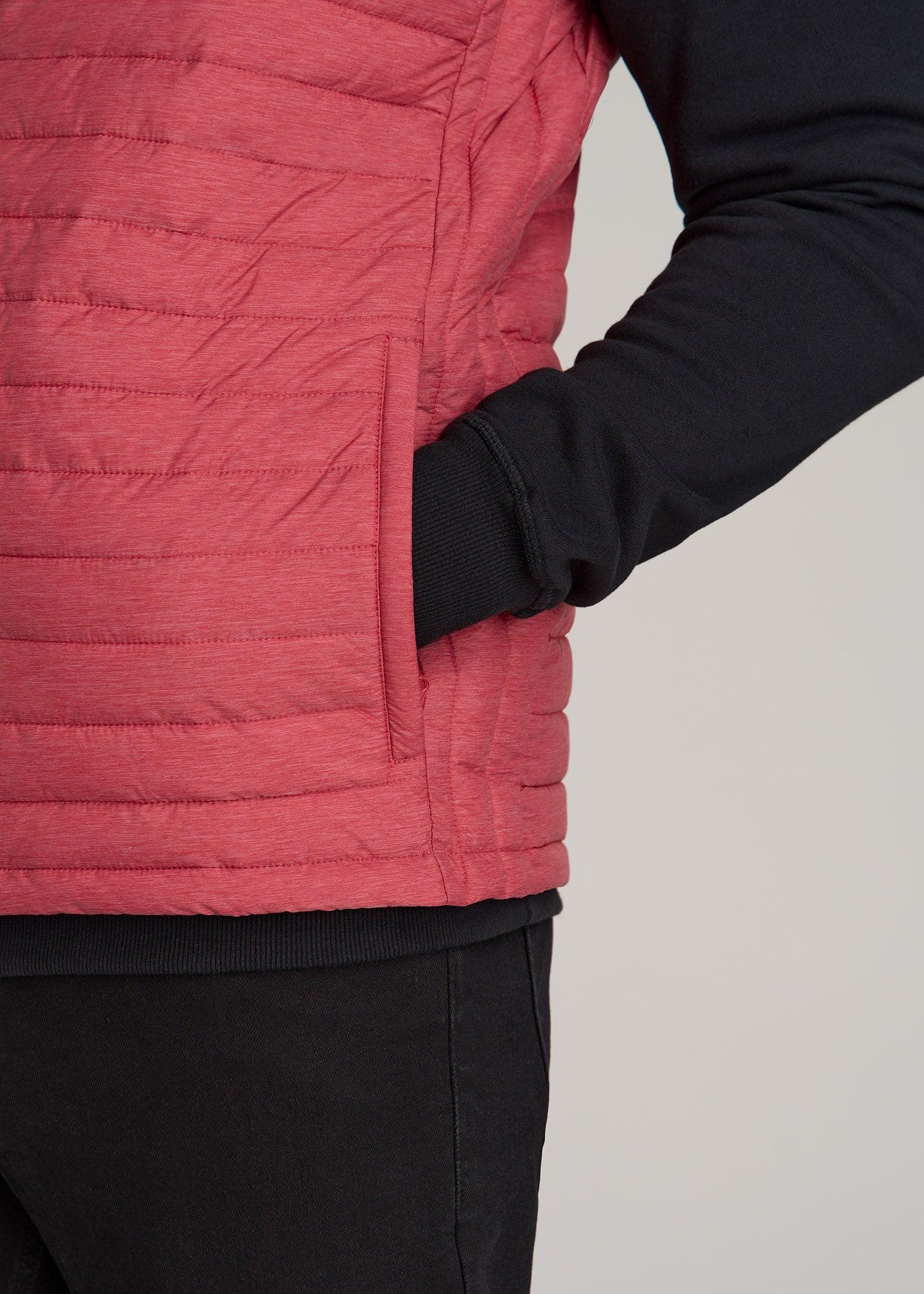 Packable Puffer Vest for Tall Men in Red Space Dye Male Product Image