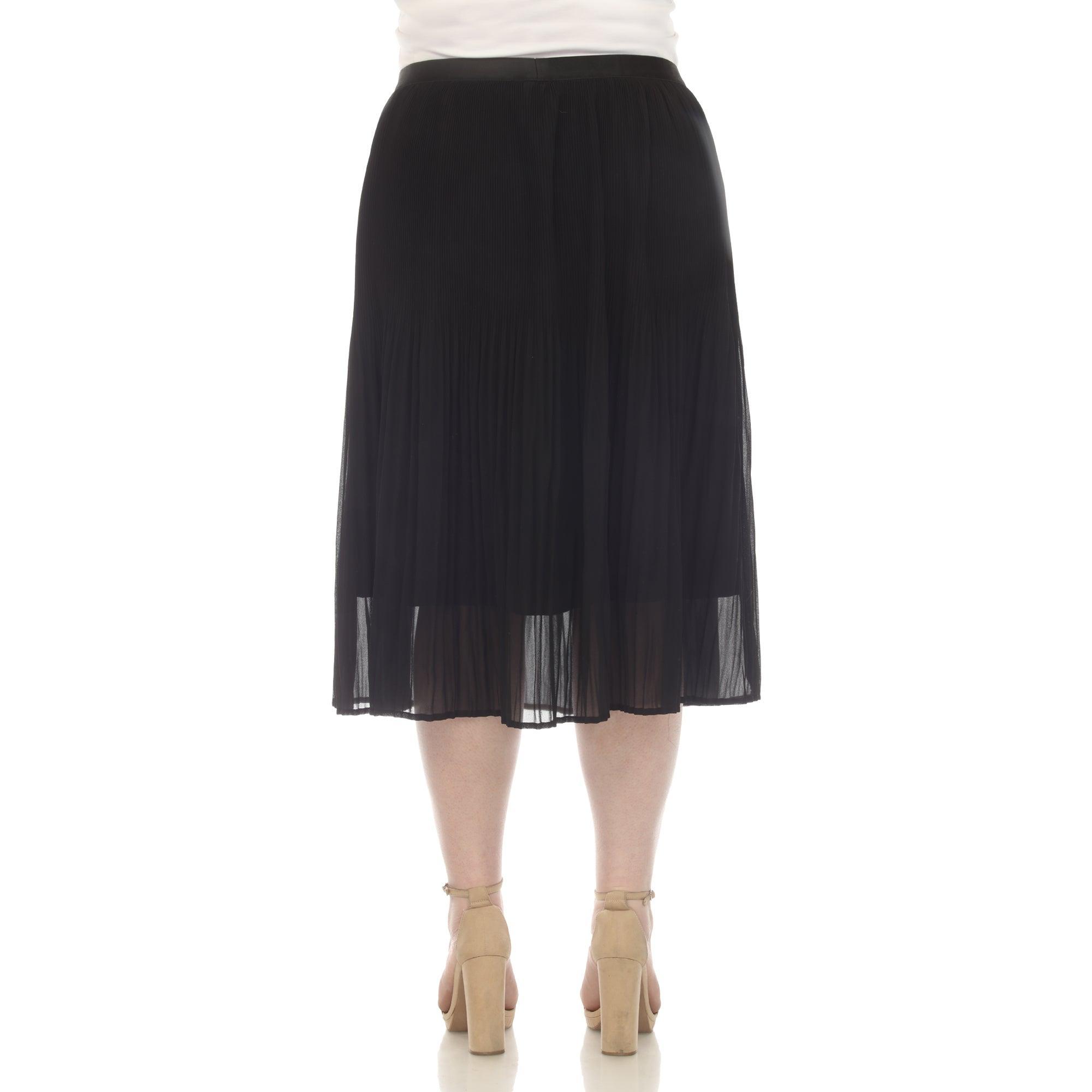 Plus Size Pleated Chiffon Midi Skirt Product Image