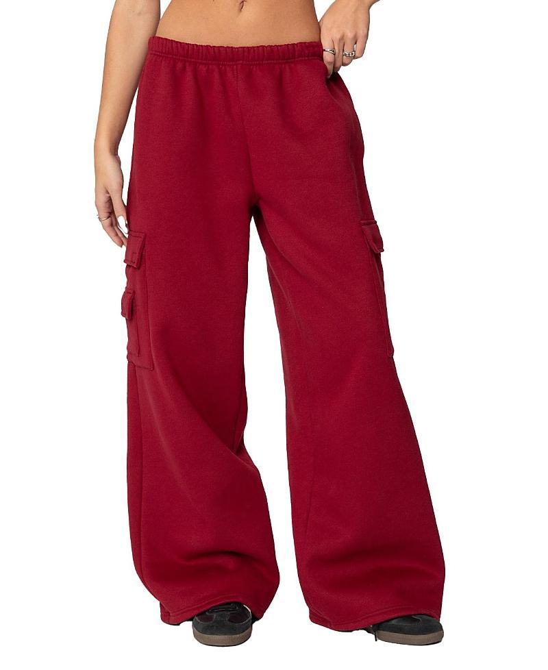 Edikted Wide Leg Cargo Sweatpants Product Image