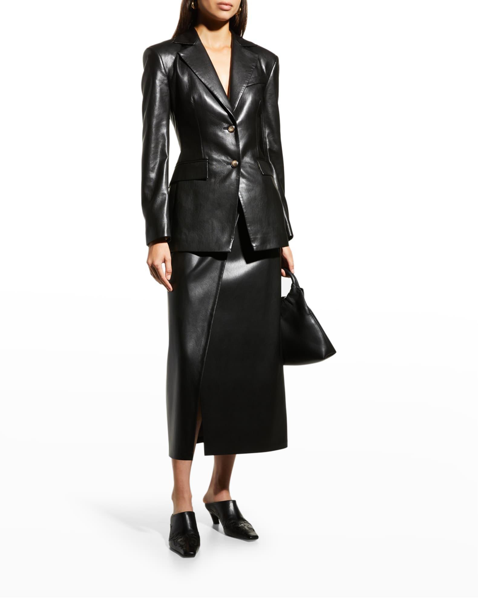 Hathi Single-Breasted Faux Leather Blazer Product Image