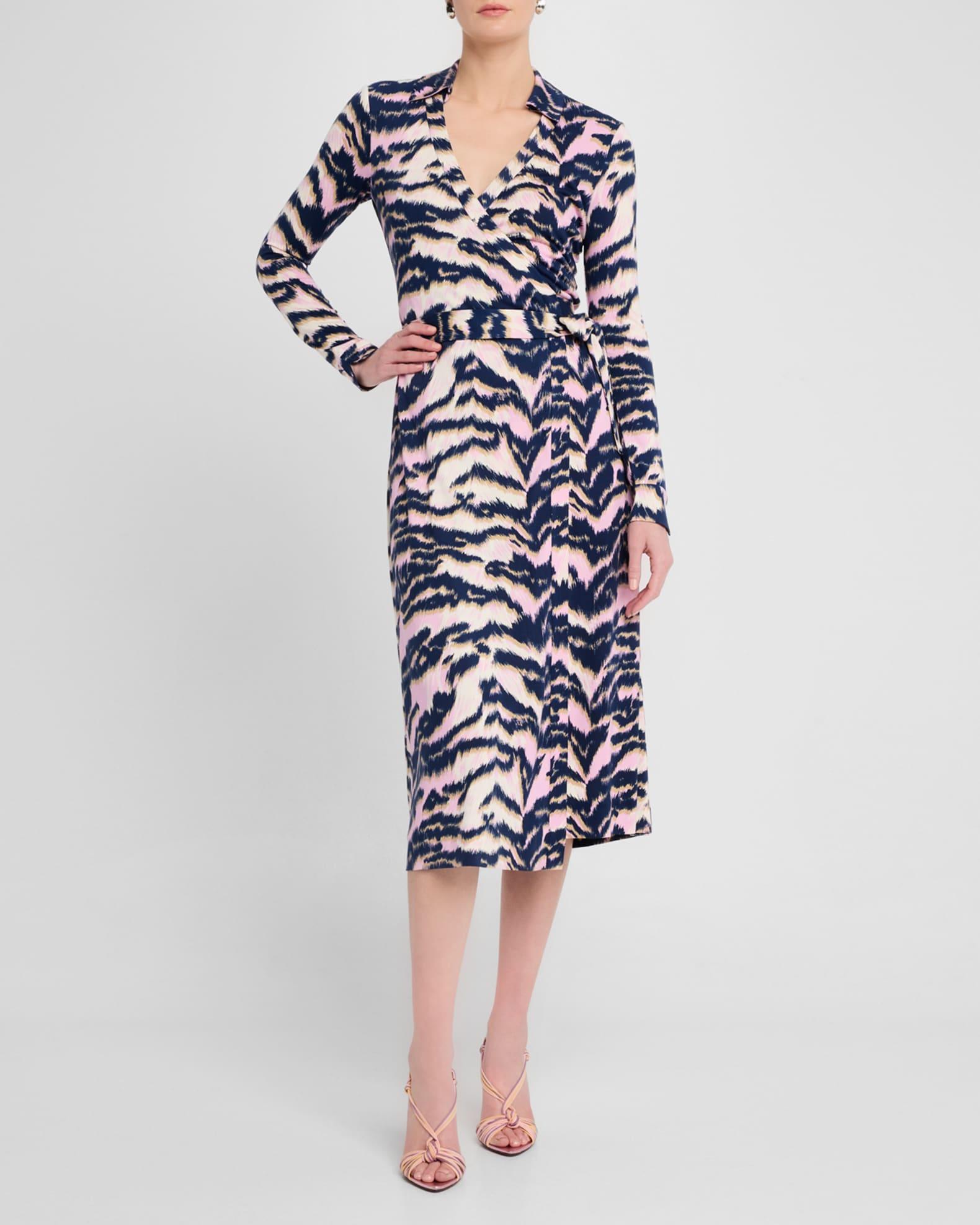 Abigail Tiger-Print Midi Wrap Dress Product Image