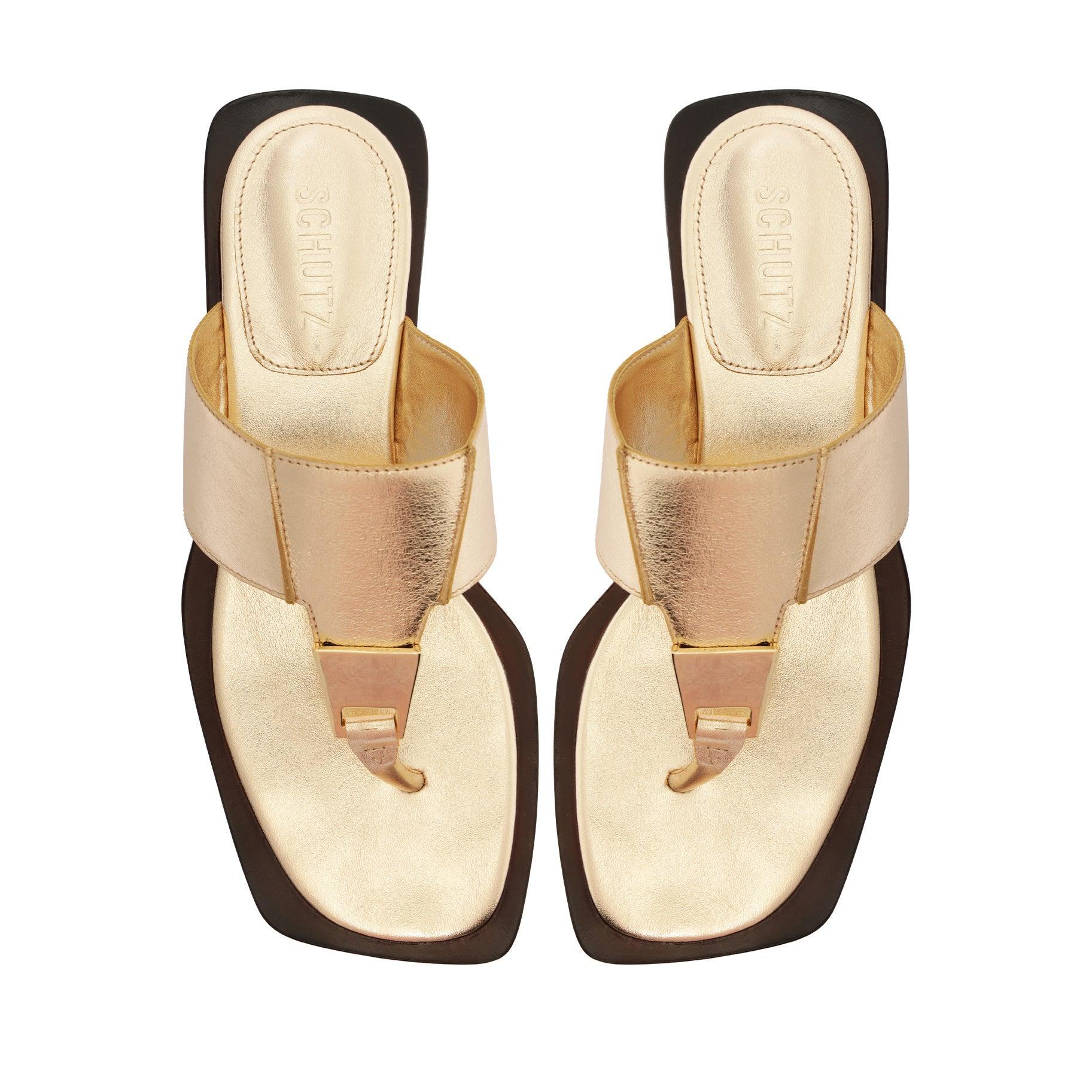 Salma Metallic Leather Flat Sandal Female Product Image