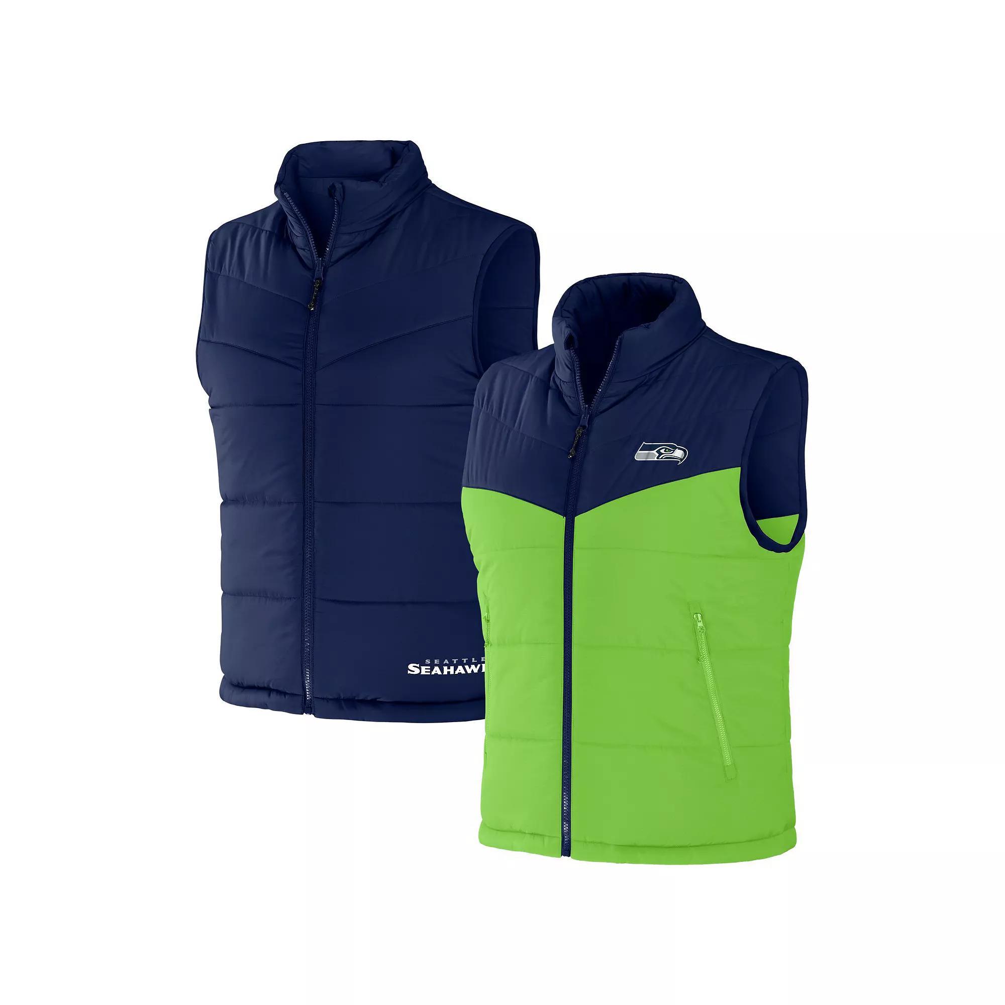 Men's NFL x Darius Rucker Collection by Fanatics Navy Denver Broncos Colorblocked Full-Zip Vest, Size: Small, Blue Product Image