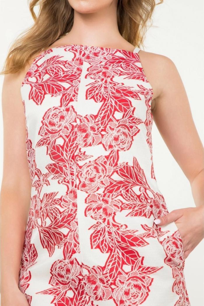 Halter Flower Embroidered Dress Product Image