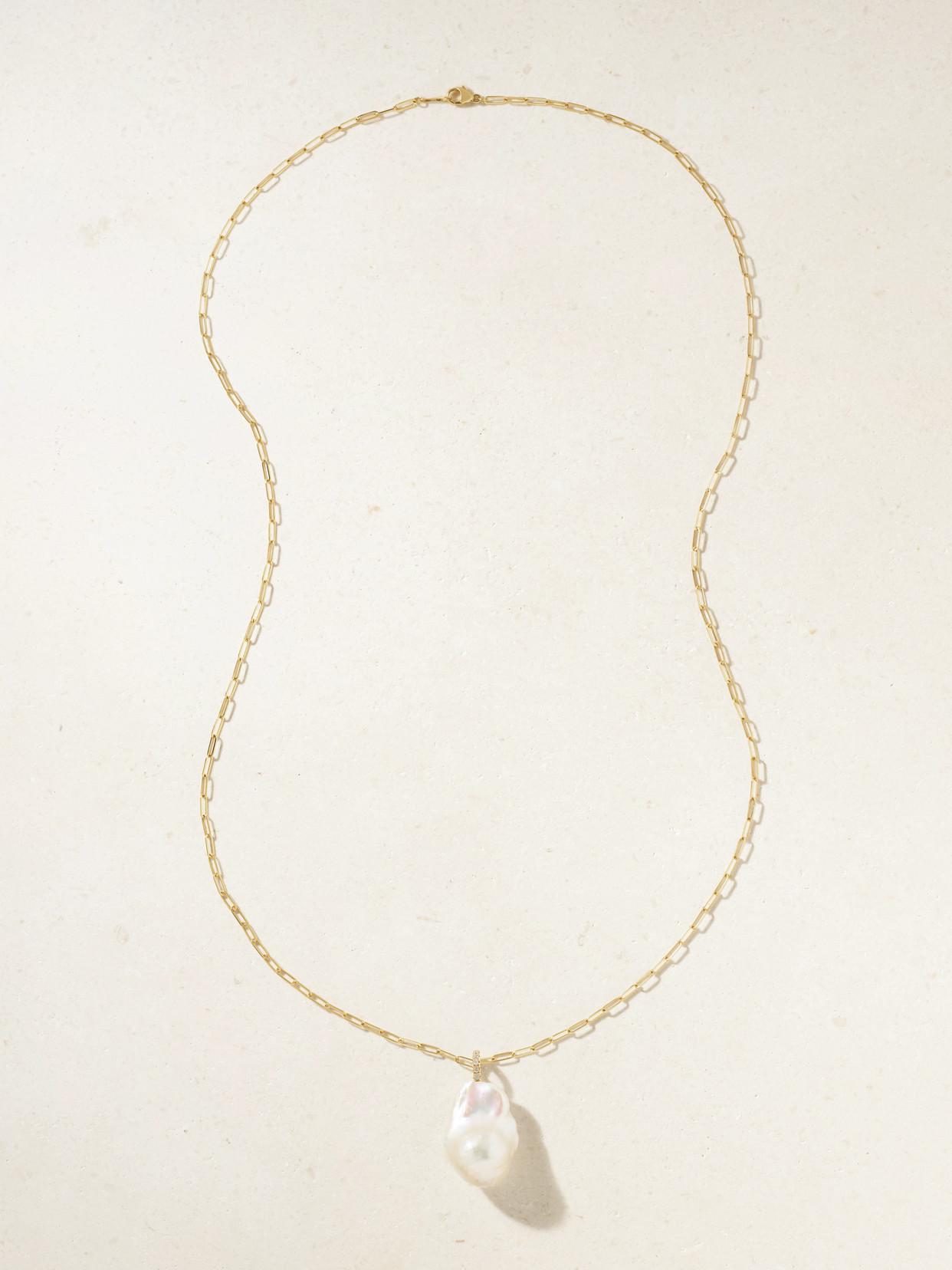 MIZUKI Sea Of Beauty 14-karat Gold, Pearl And Diamond Necklace In White Product Image