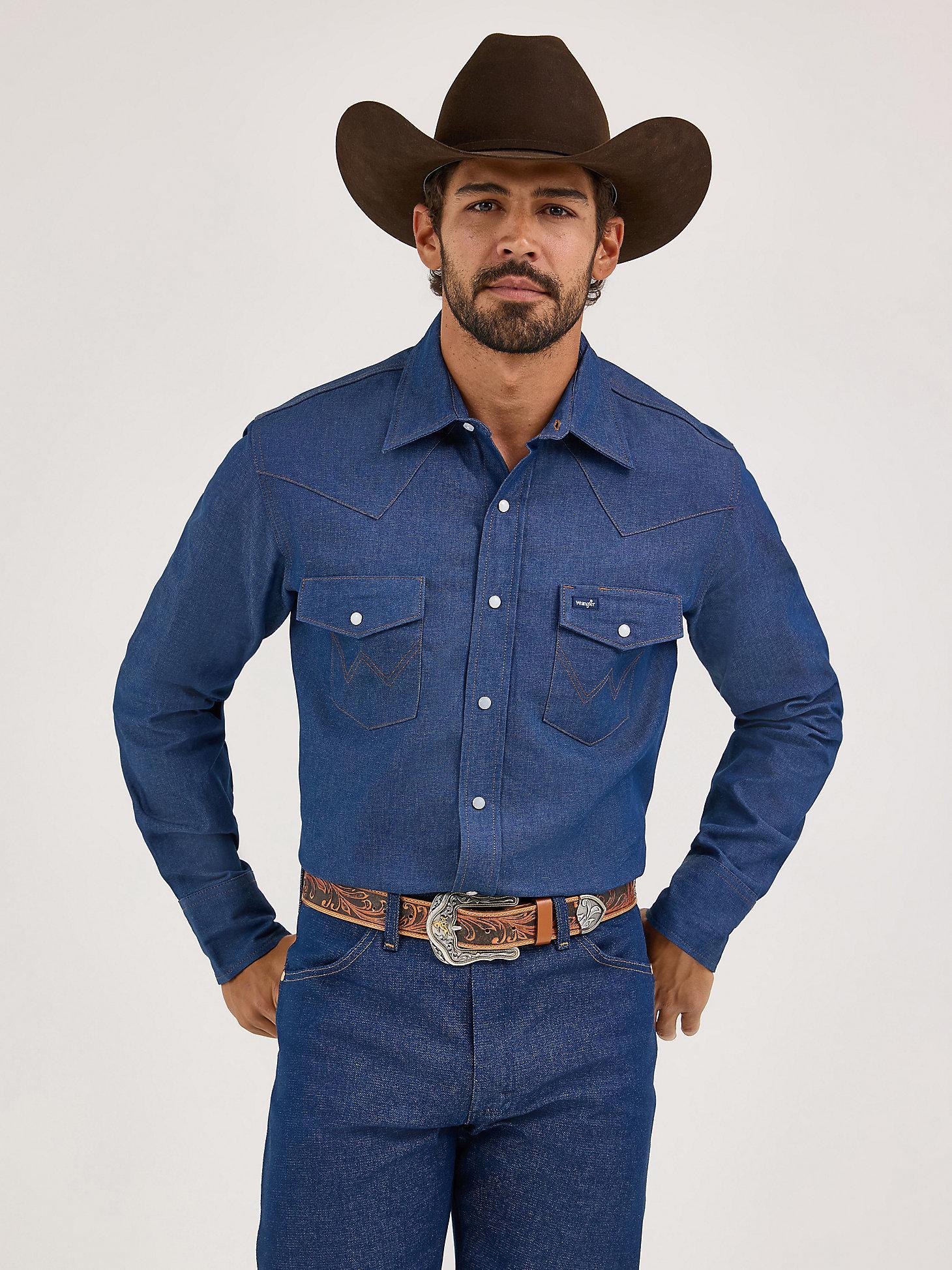 Cowboy Cut® Firm Finish Denim Western Snap Work Shirt | Men's SHIRTS | Wrangler® Product Image