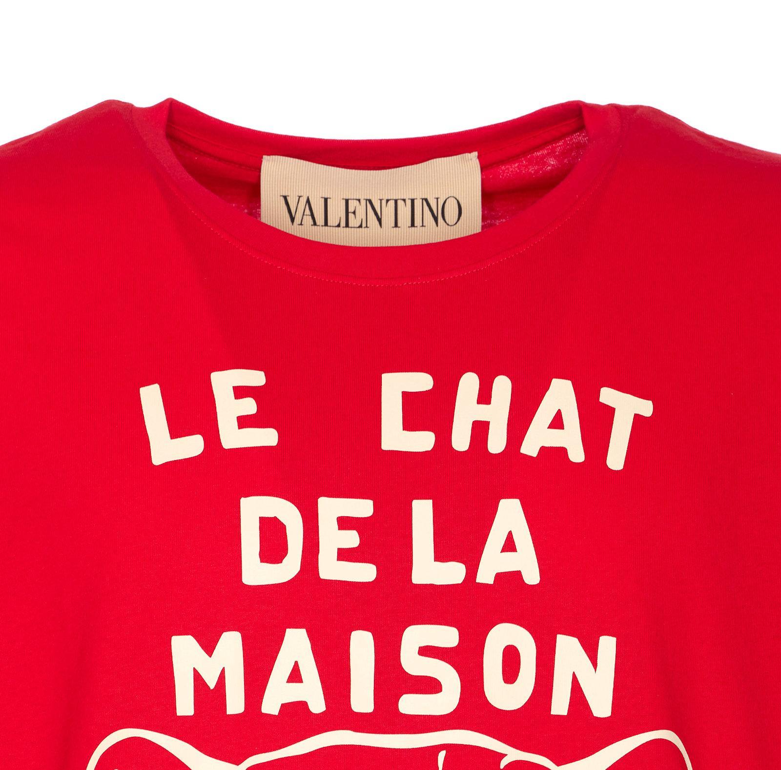VALENTINO Graphic Print House Cat Crew Neck T-shirt In Red Product Image