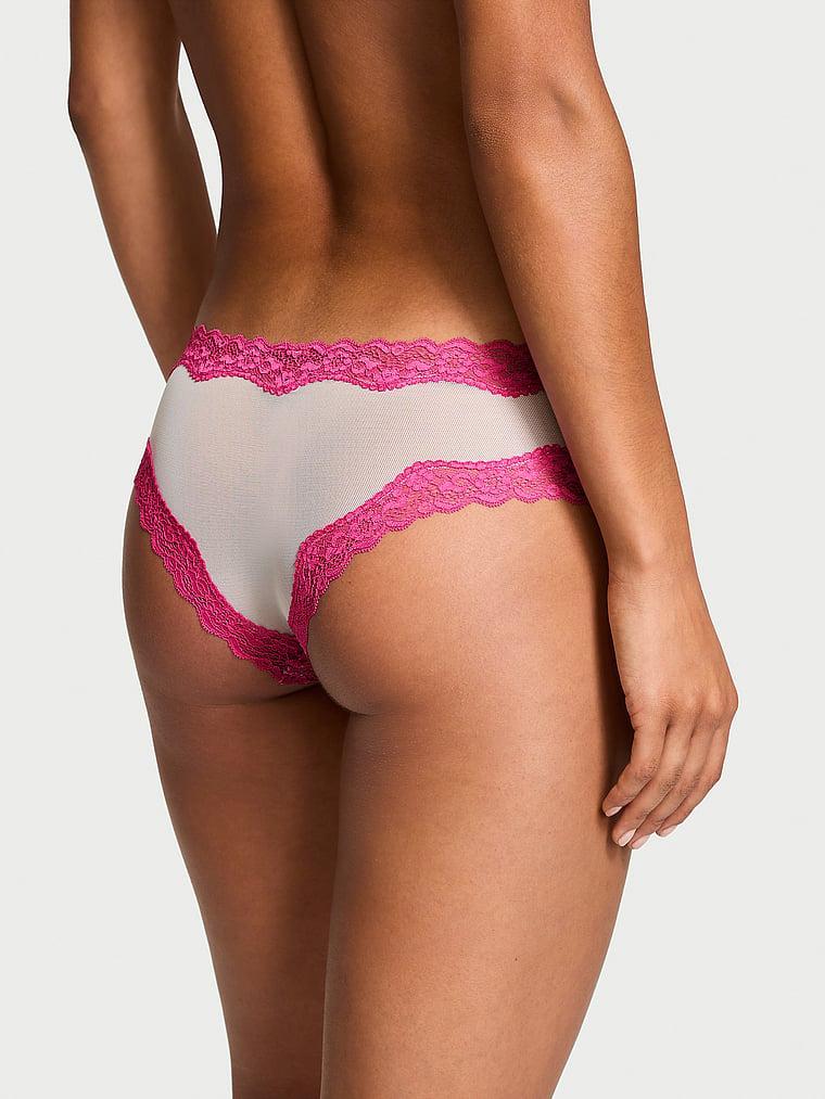 Tease Mesh Lace-Trim Cheeky Panty Product Image