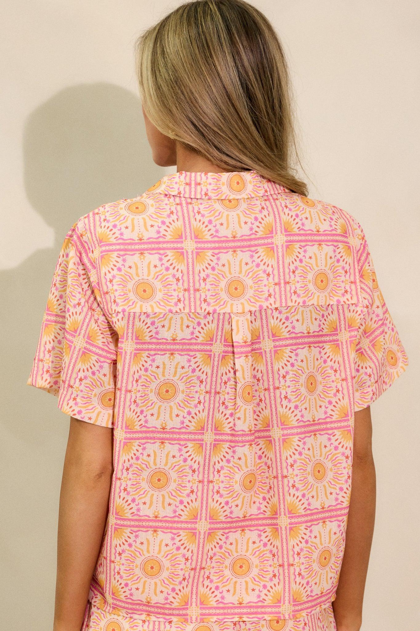 Feel The Sunshine Pink Multi Print Top Product Image