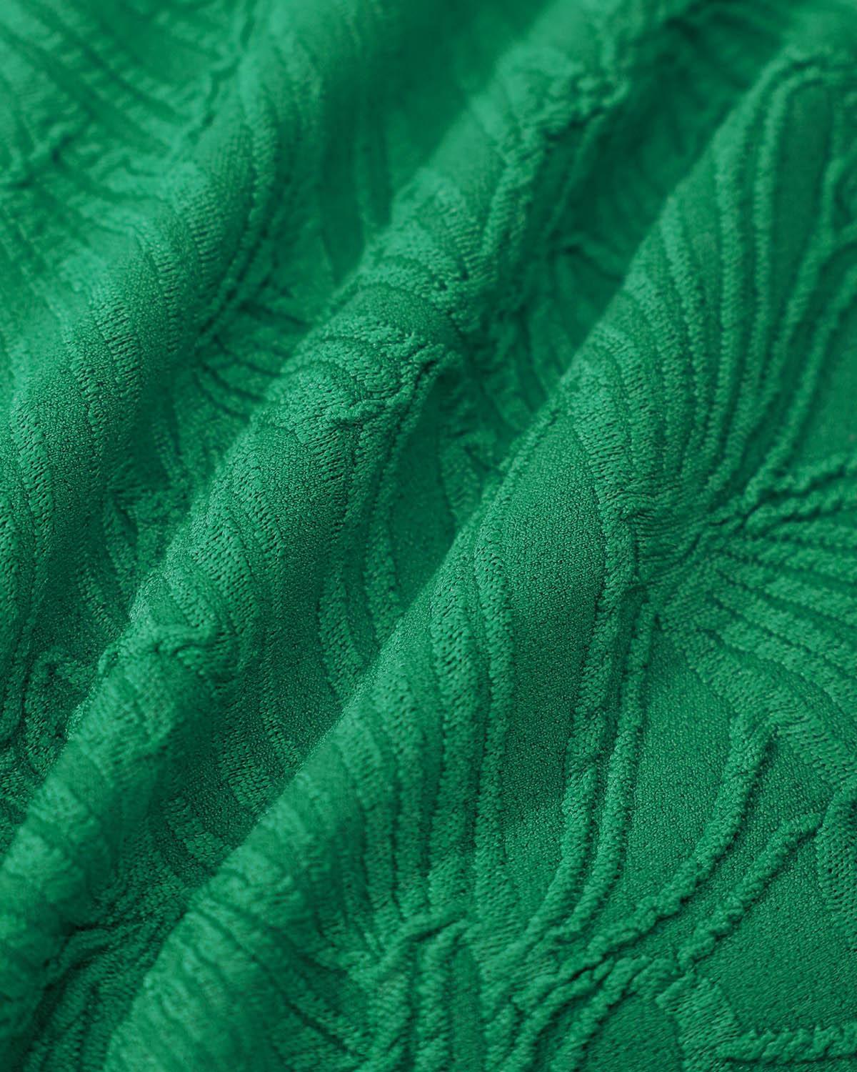 Green Hollow V-Neck One-Piece Swimsuit Product Image