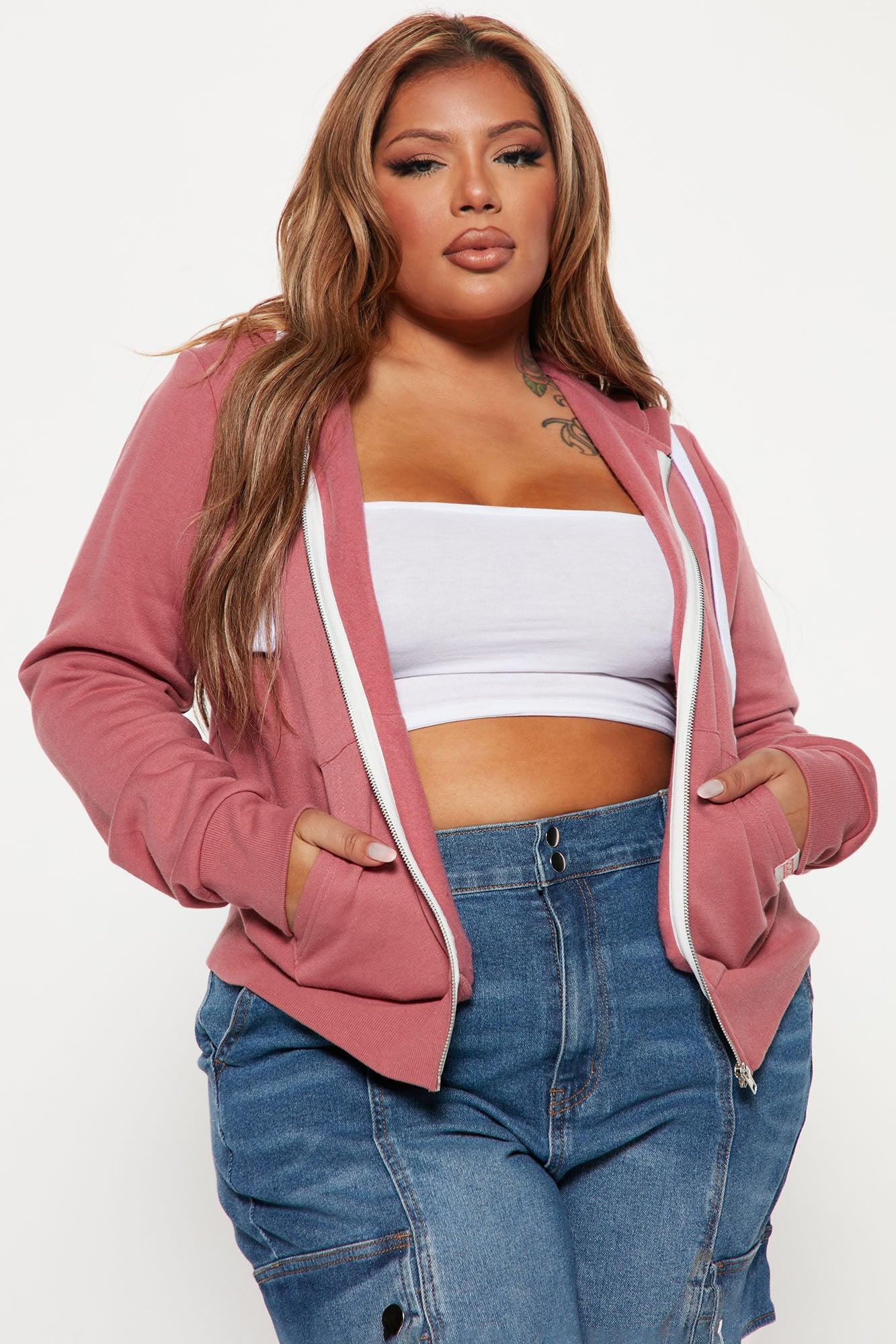 Relaxed Vibe Zip Up Jacket - Pink Product Image