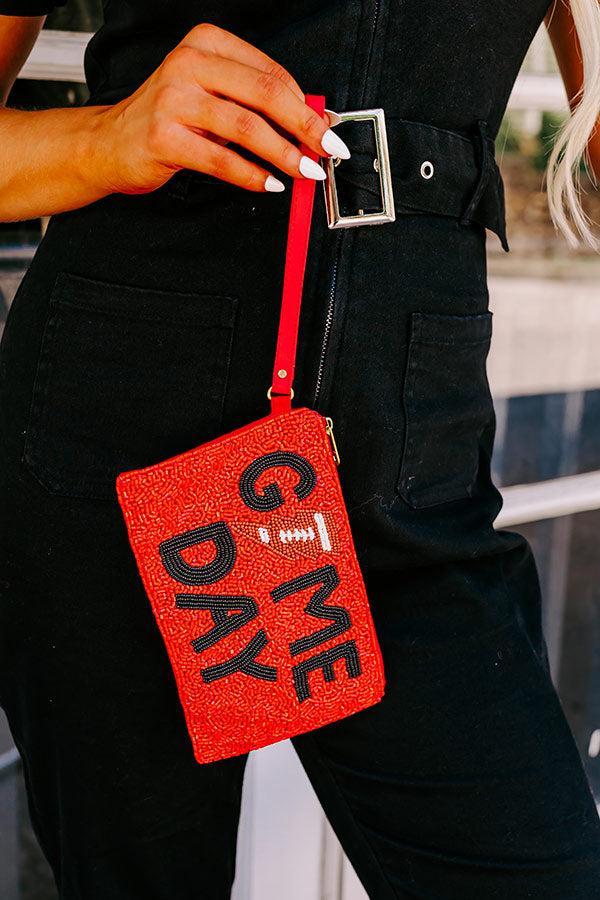 Game Day Beaded Clutch In Red Product Image
