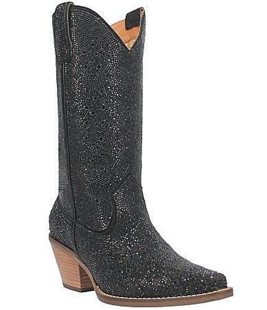 Dingo Silver Dollar Rhinestone Embellished Leather Western Boots Product Image