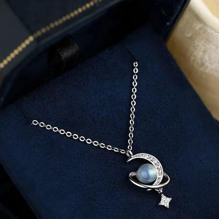 Moon & Star Pendant S925 Sterling Silver Necklace Product Image