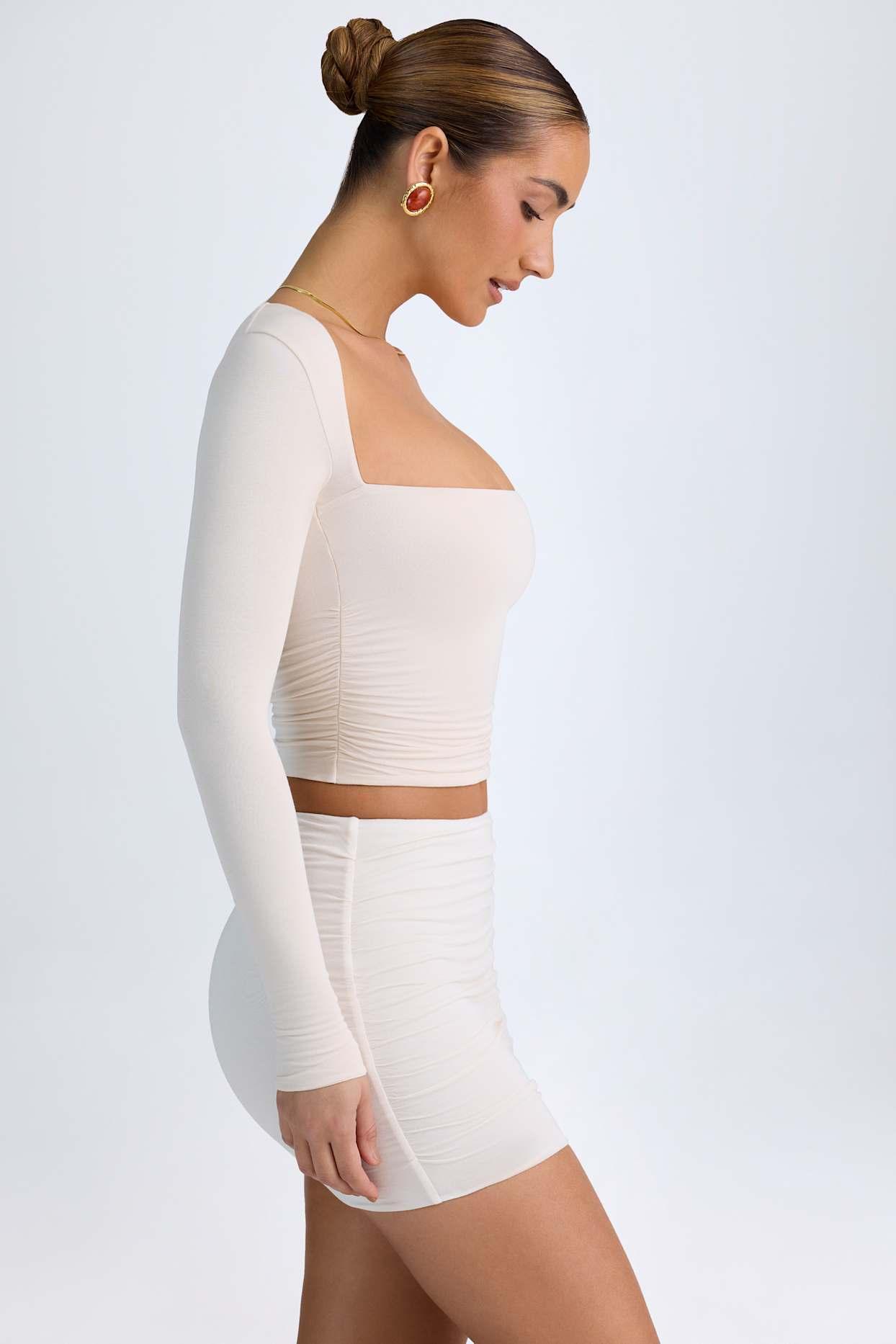 Modal Halterneck Ruched Top in Ivory Product Image