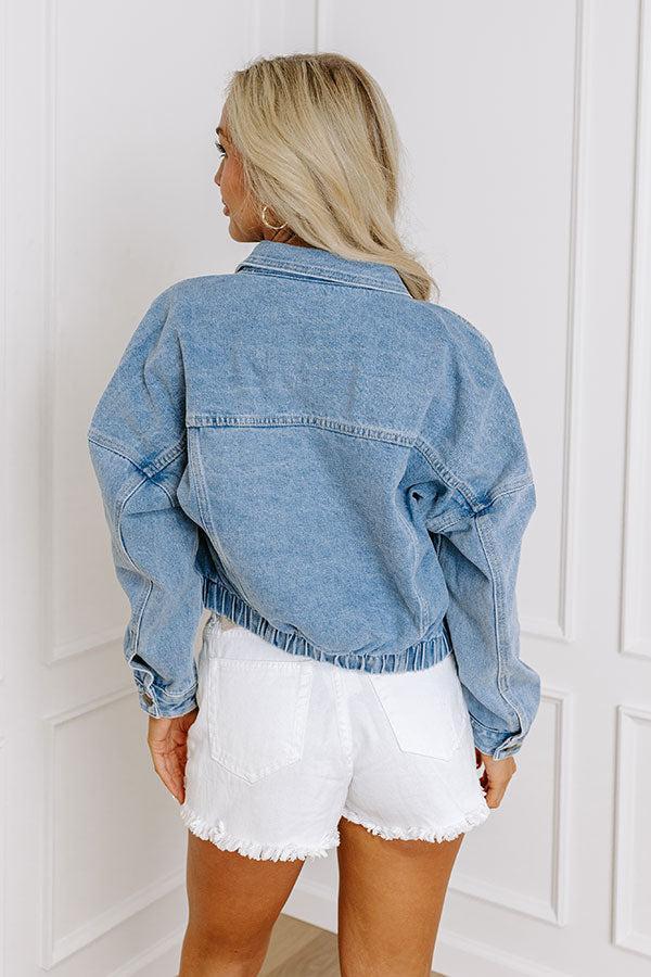 Street Chic Crop Denim Jacket Product Image
