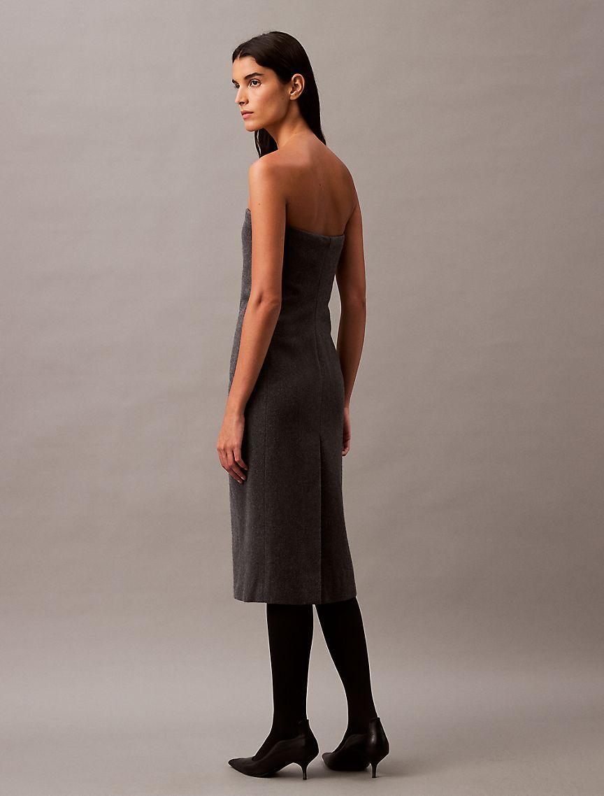 Brushed Wool Blend Strapless Dress Product Image