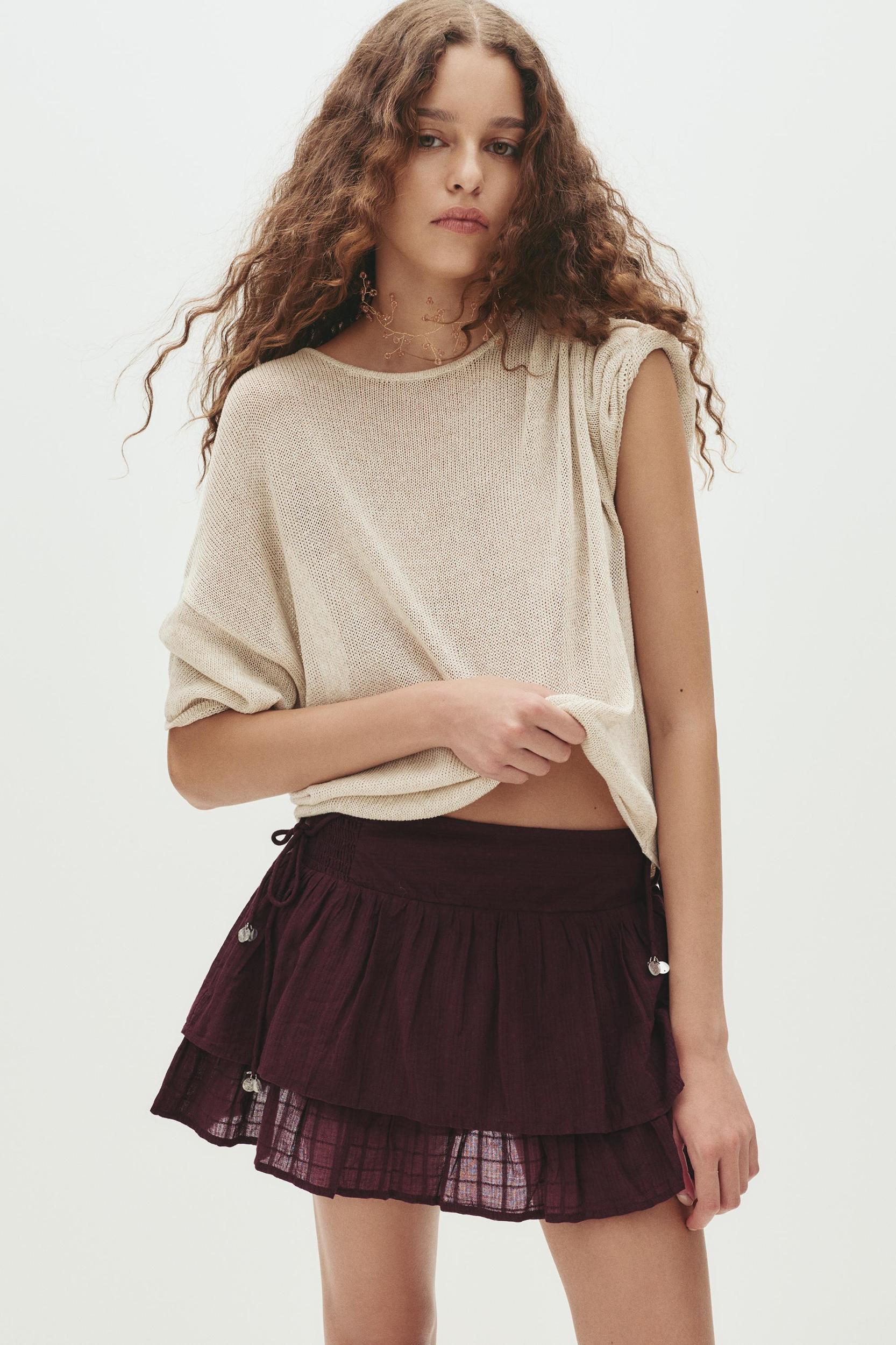 Ruffled mini skirt with beading Product Image