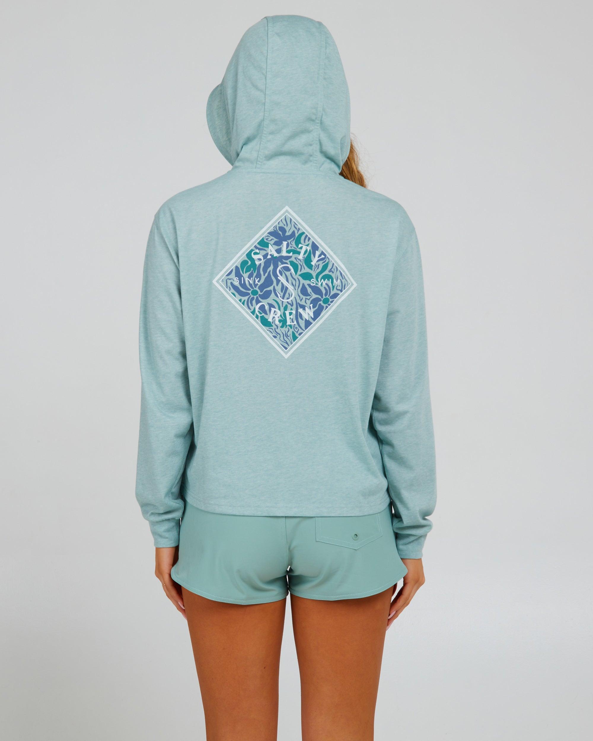 Floral Tippet Tech Hoodie - Cloud Blue Female Product Image