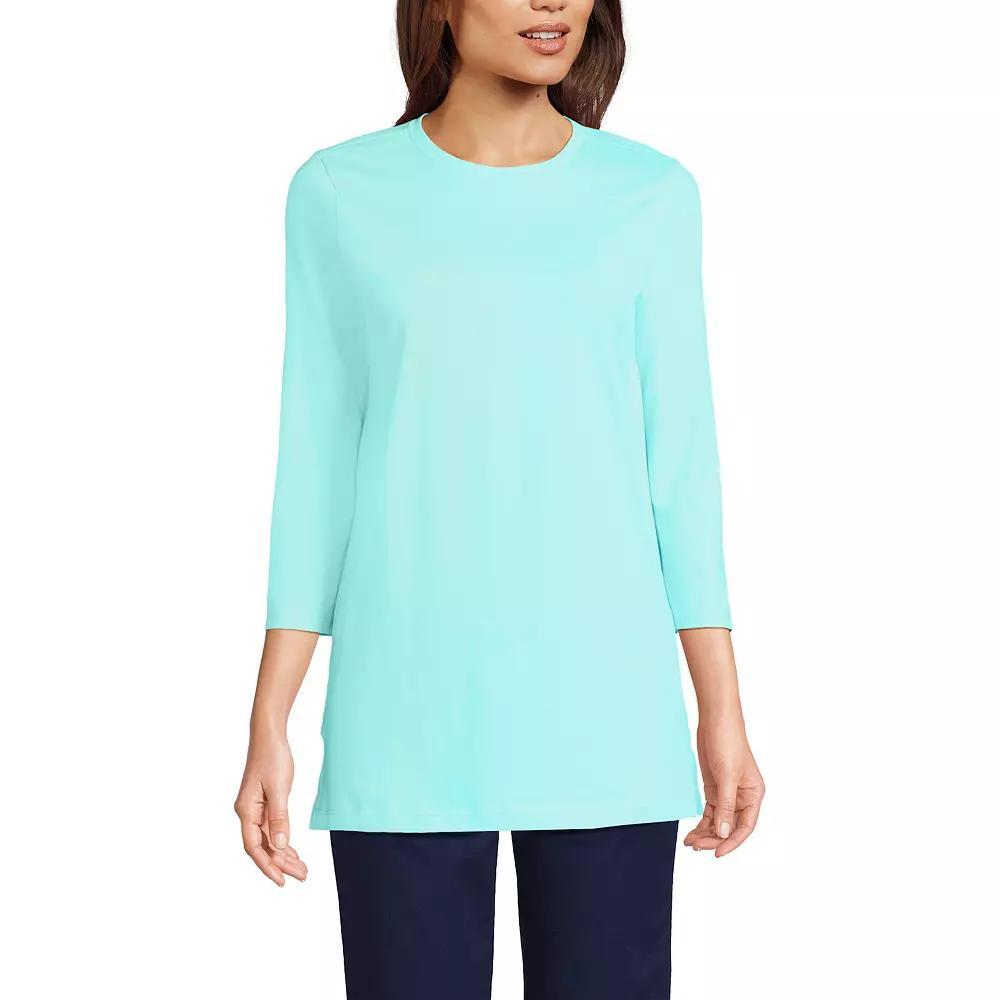 Women's Lands' End Supima Cotton Crewneck Tunic, Size: Small, Pale Blue Ice Product Image