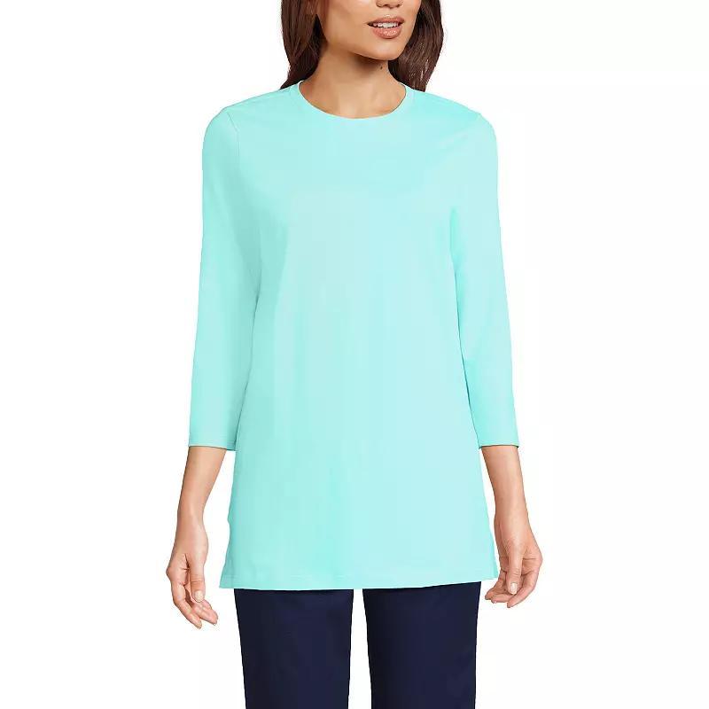 Women's Lands' End Supima Cotton Crewneck Tunic, Size: Small, Pale Blue Ice Product Image