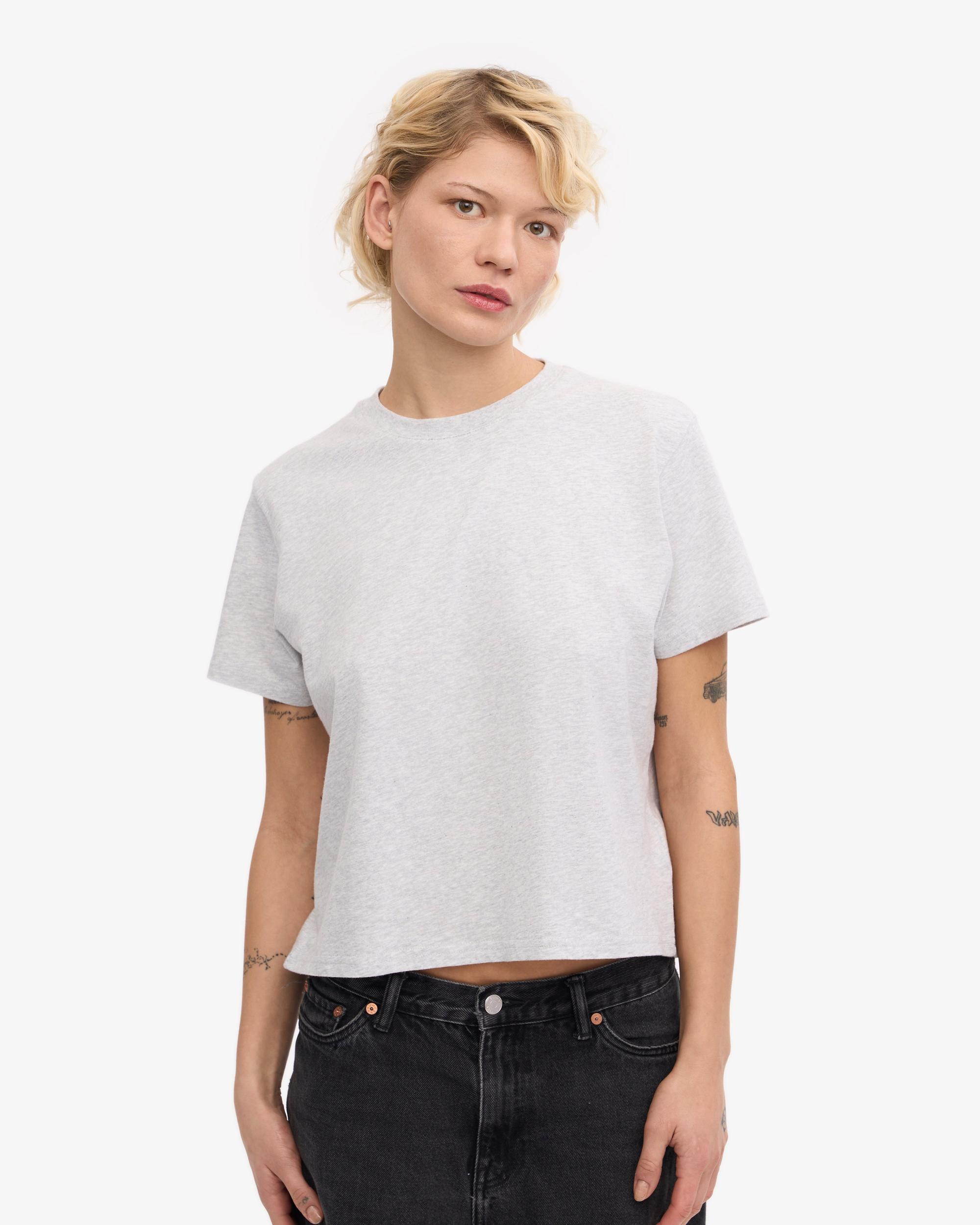 Organic Boxy Crop Tee - Snow Melange Product Image