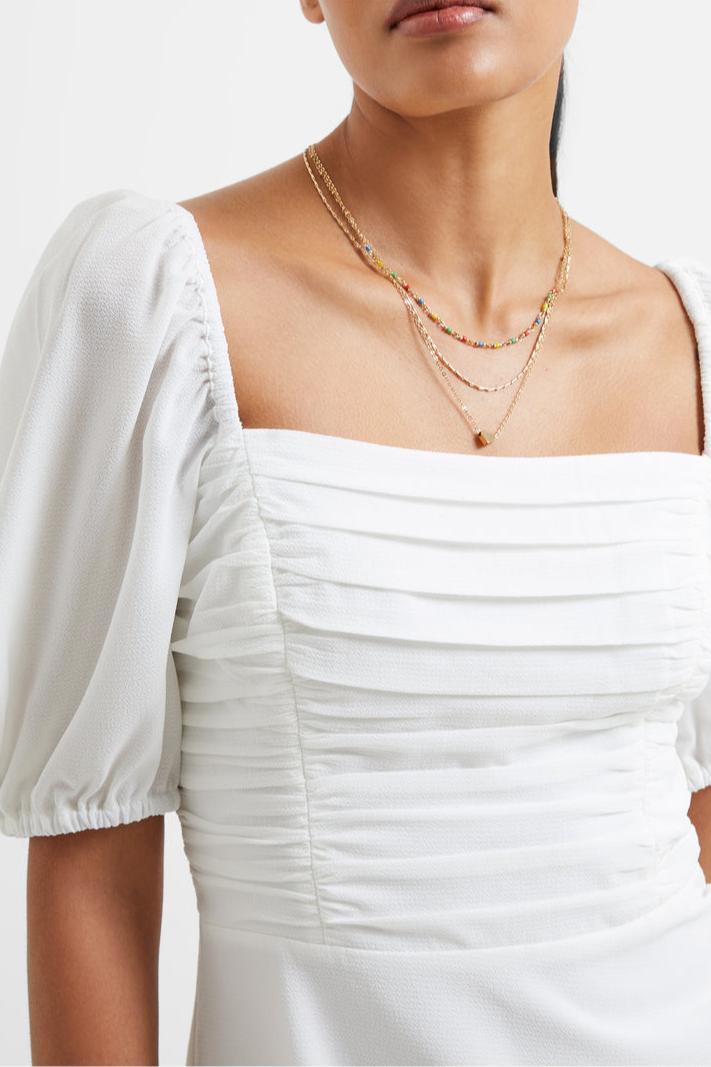 Afina Verona Ruched Midi Dress- Summer White Product Image