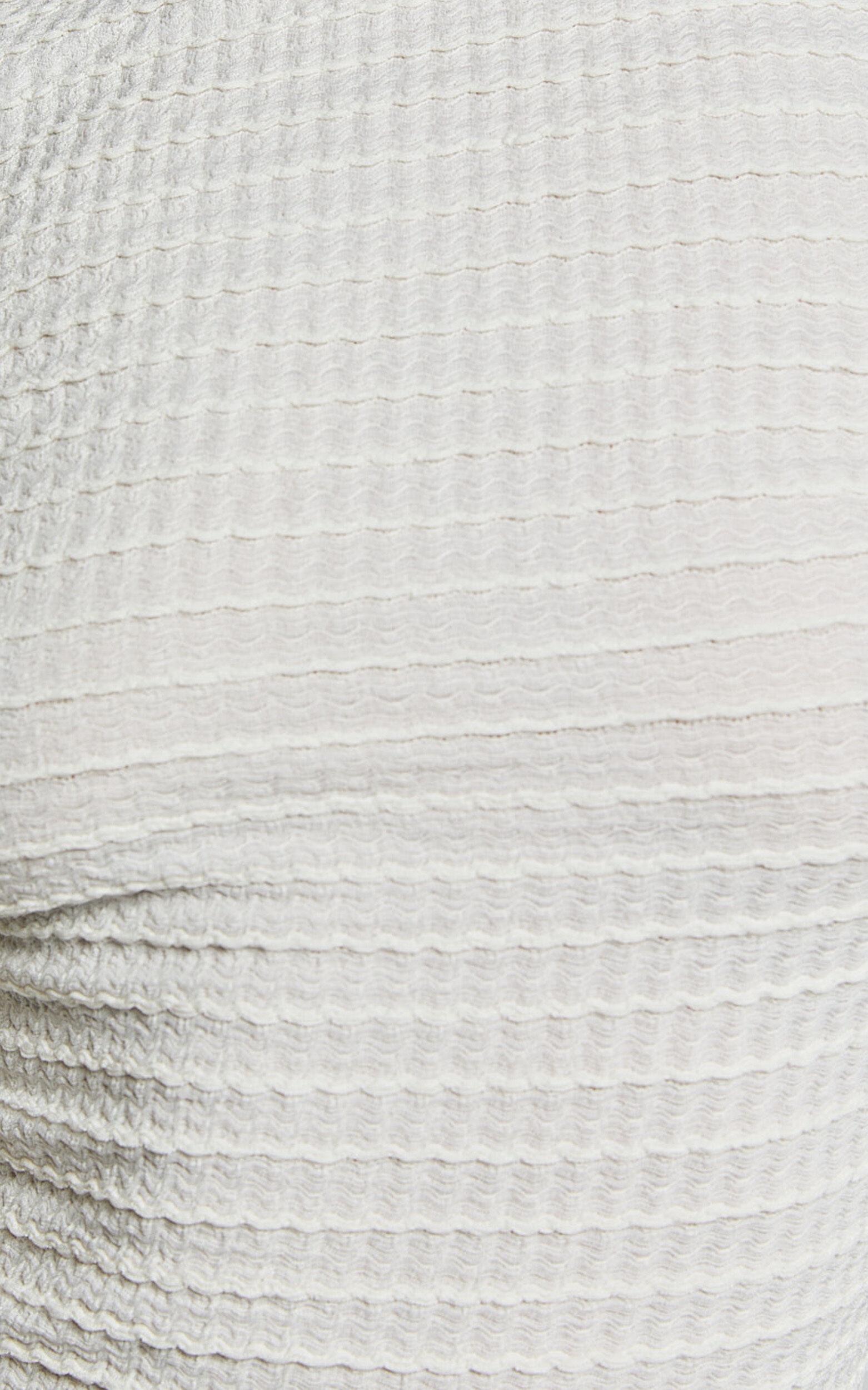 Madeline Top - Long Sleeve Textured Boat Neck Top in Cream Product Image